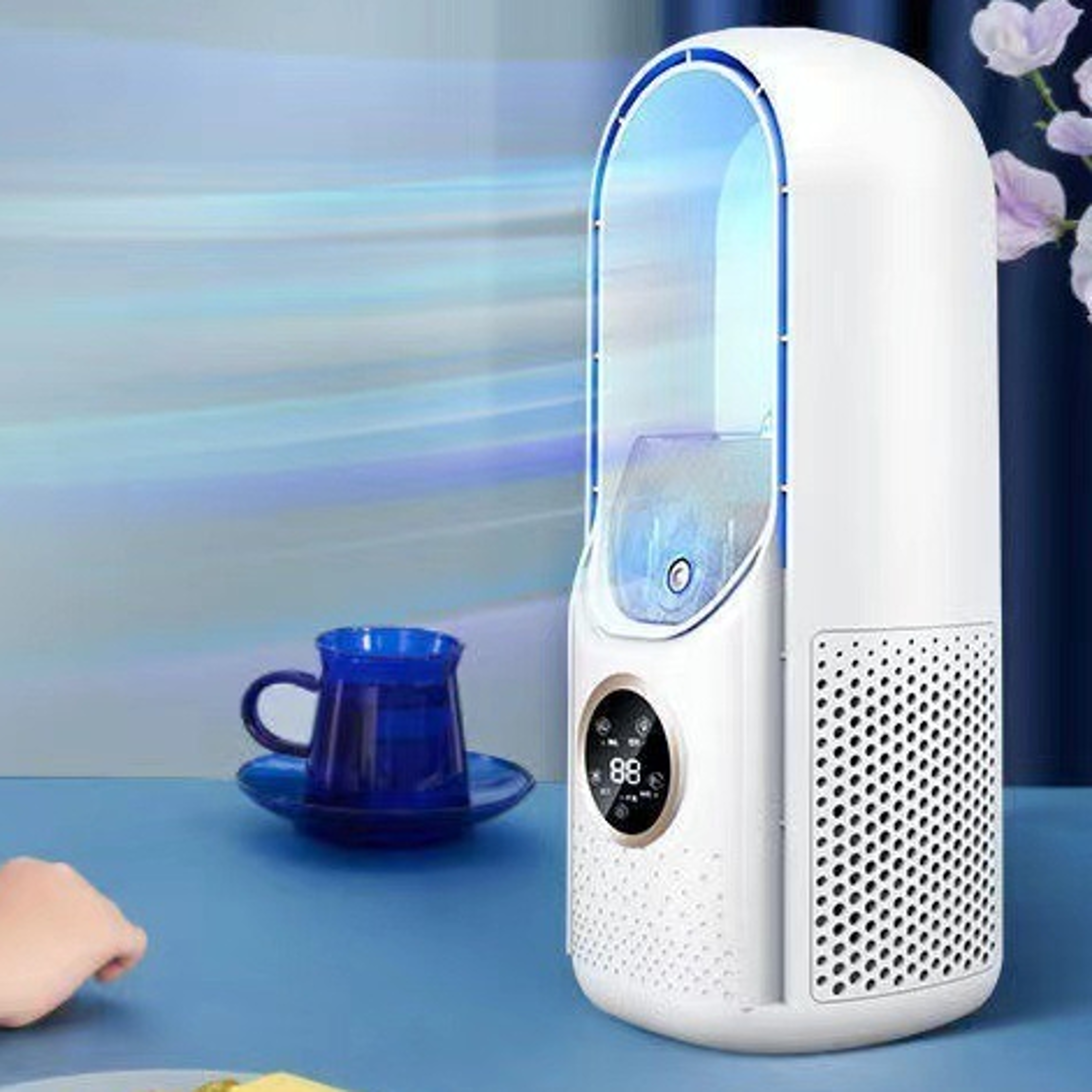 mini air cooler with humidifier usb portable cooling fan with led night light