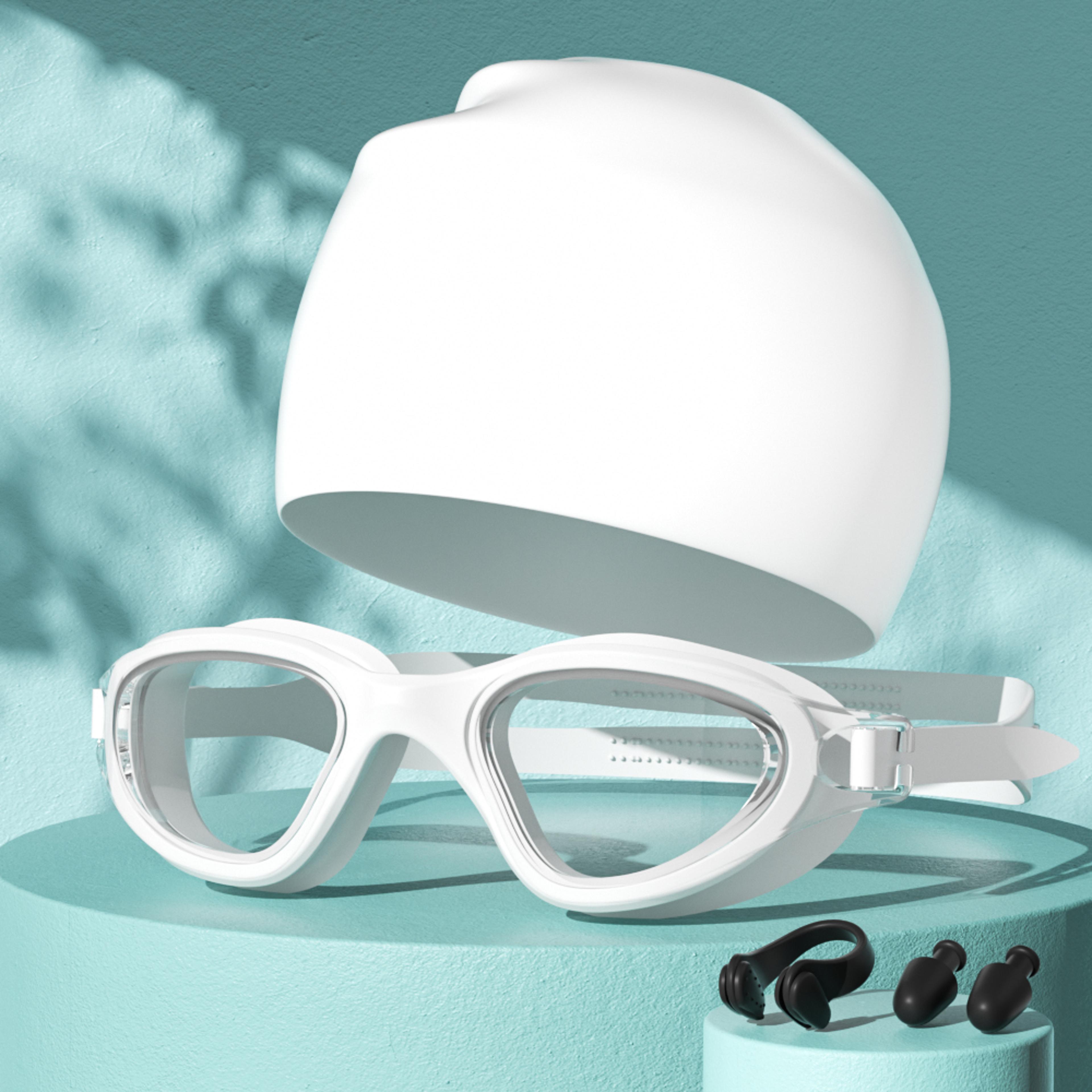 Anti Fog Swimming Goggles Set With Cap Nose Clip And Ear Plugs For Adults 5
