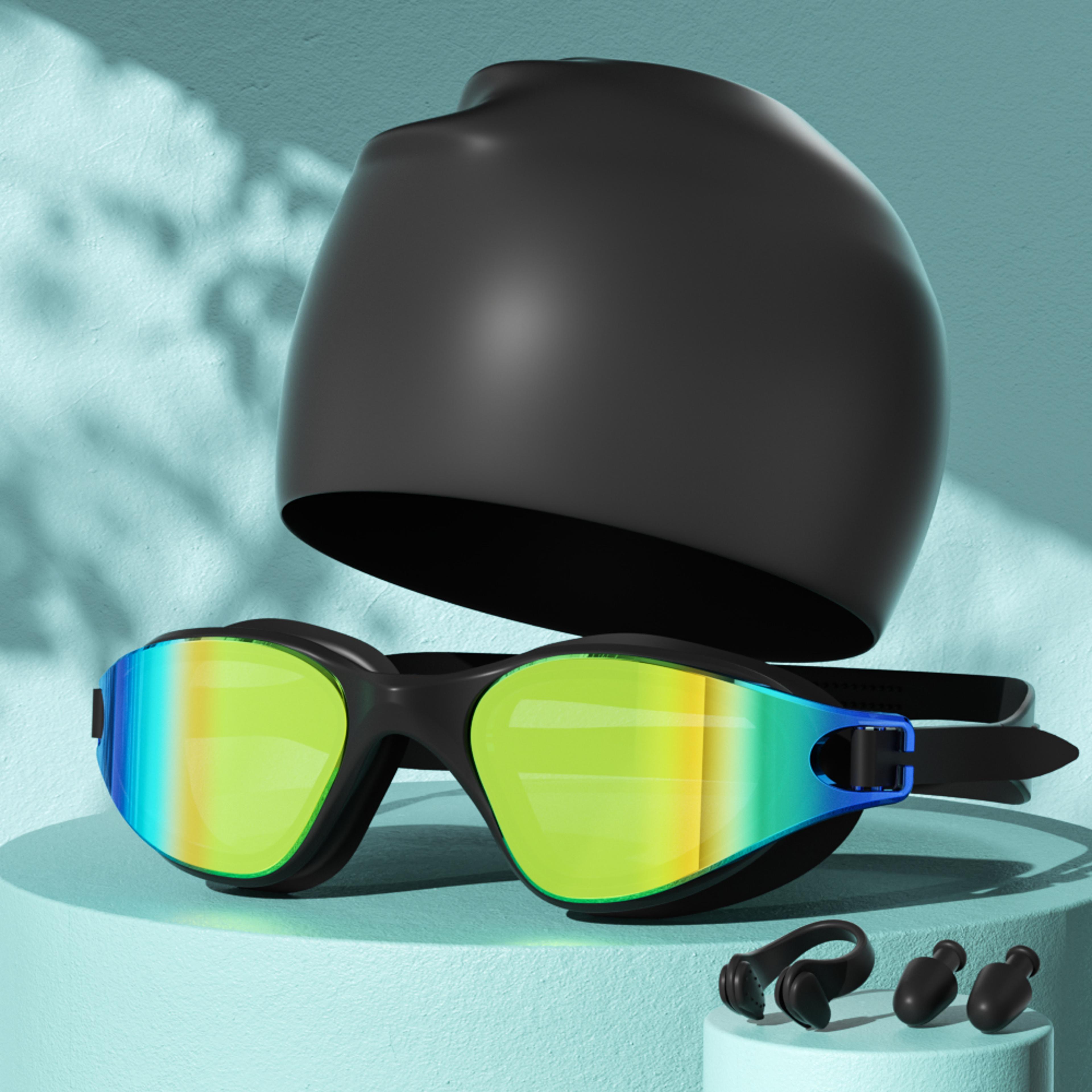 Anti Fog Swimming Goggles Set With Cap Nose Clip And Ear Plugs For Adults 9