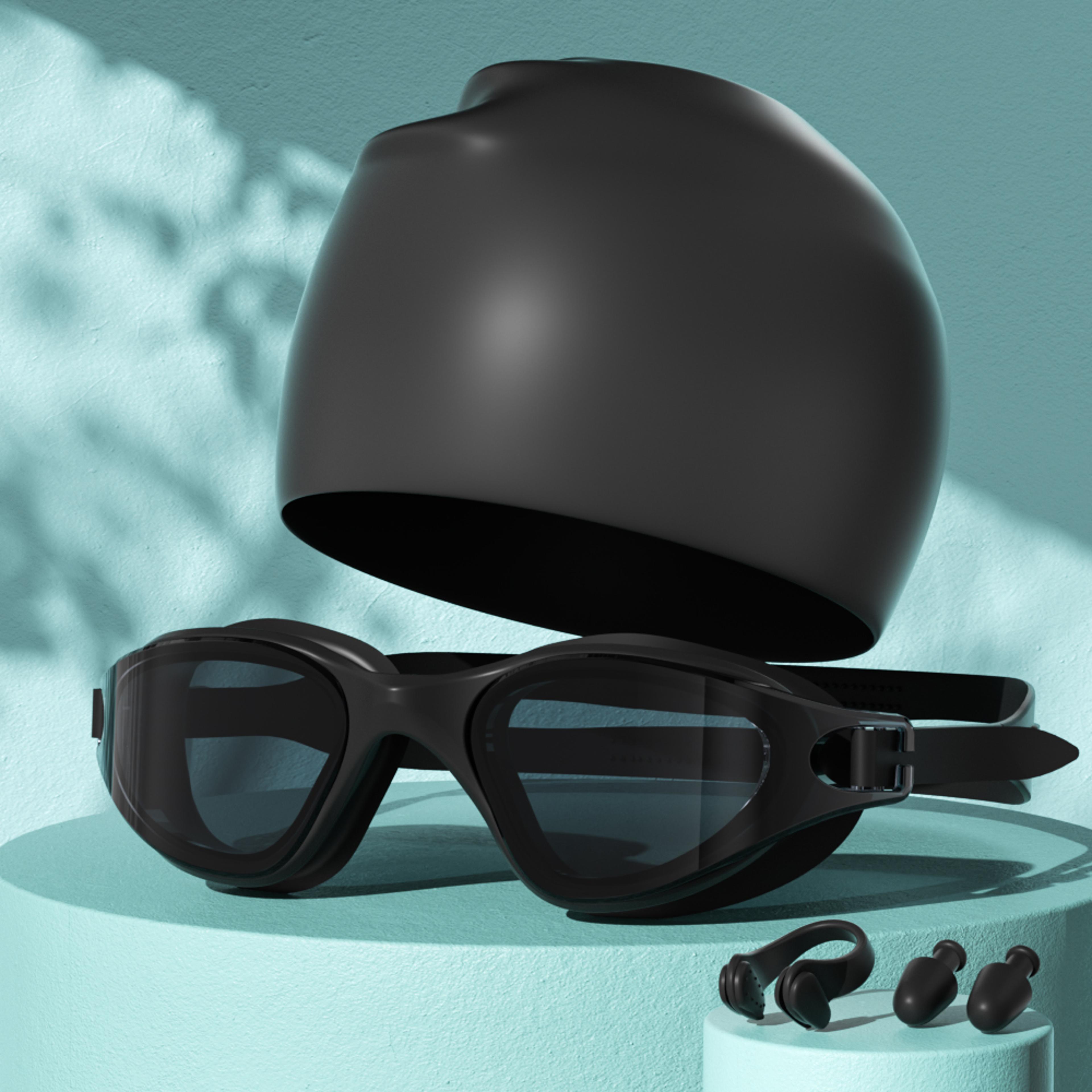 Anti Fog Swimming Goggles Set With Cap Nose Clip And Ear Plugs For Adults 12