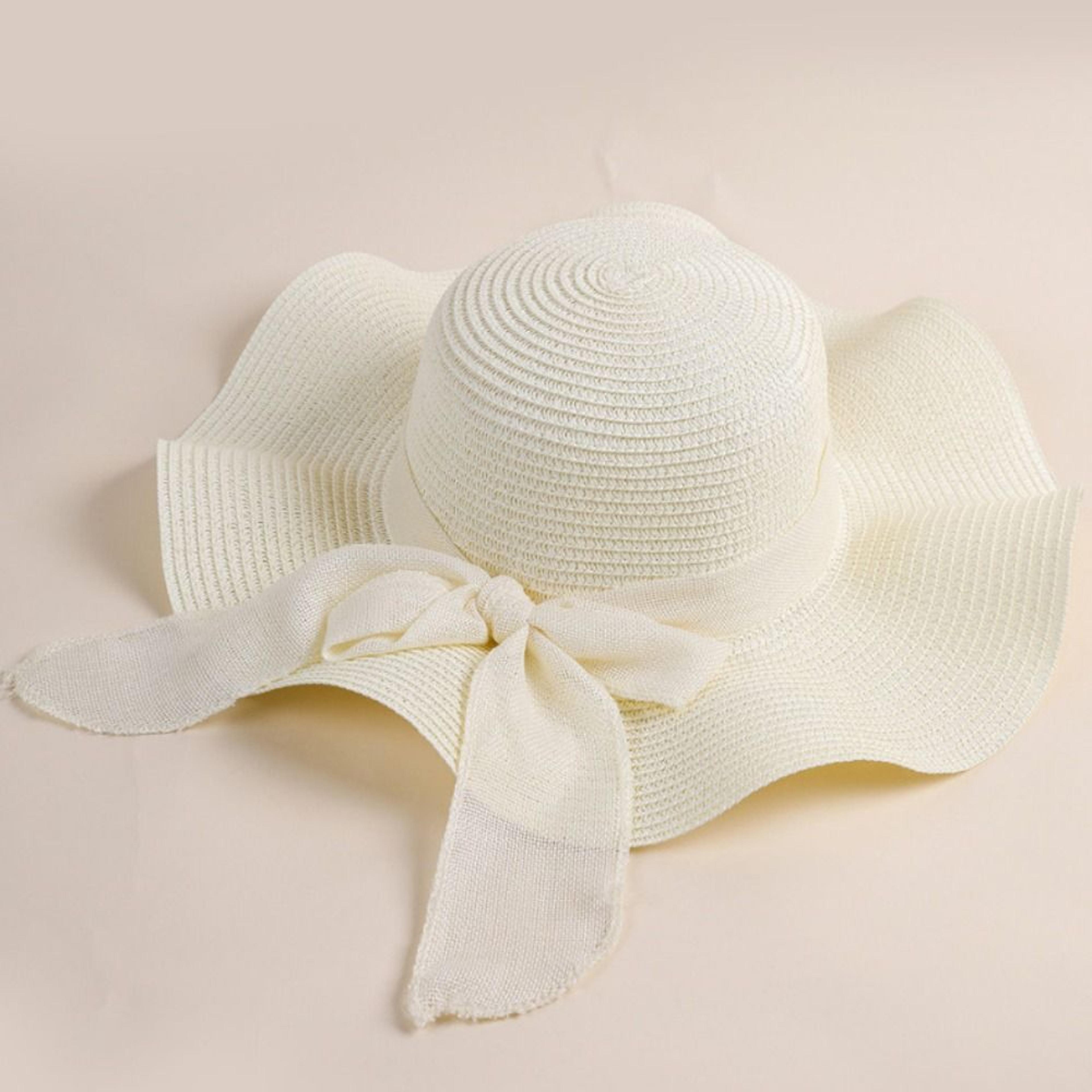 Wide Brim Sun Hat With Bow Foldable Straw UV Protection Beach Visor For Women 4