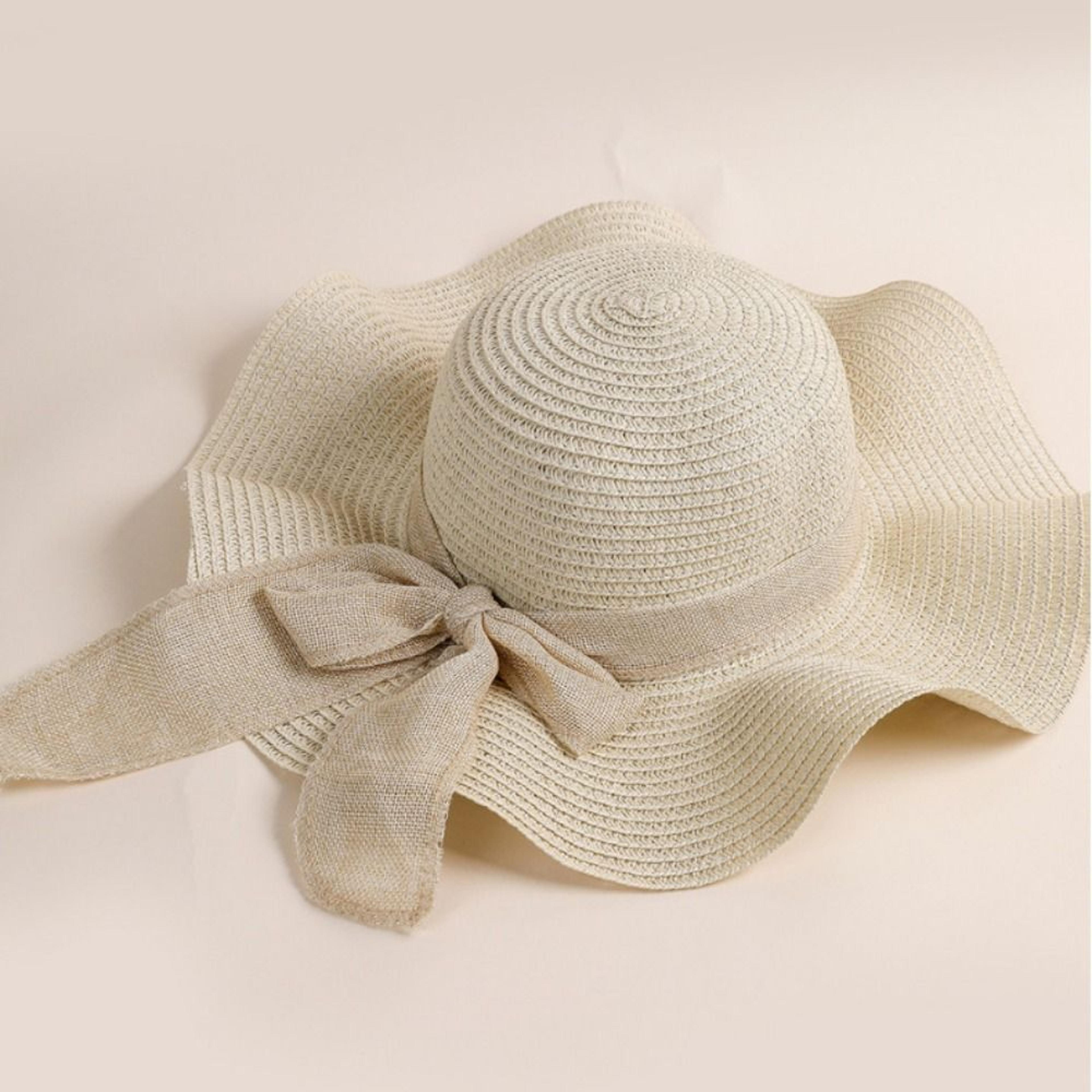 Wide Brim Sun Hat With Bow Foldable Straw UV Protection Beach Visor For Women 5
