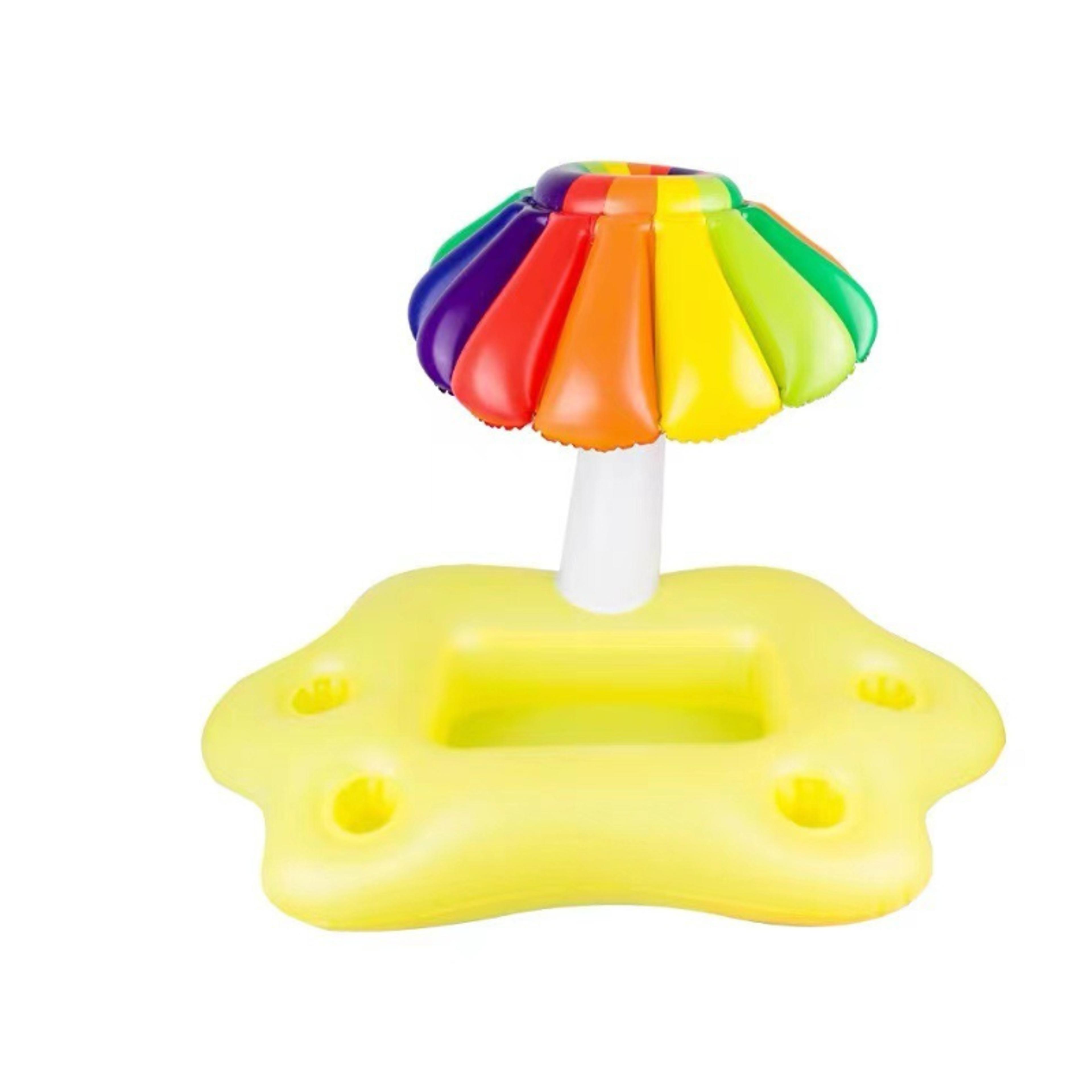 Inflatable Drink Holder Pool Float Cooler With Rainbow Cloud Palm Tree  Umbrella 7