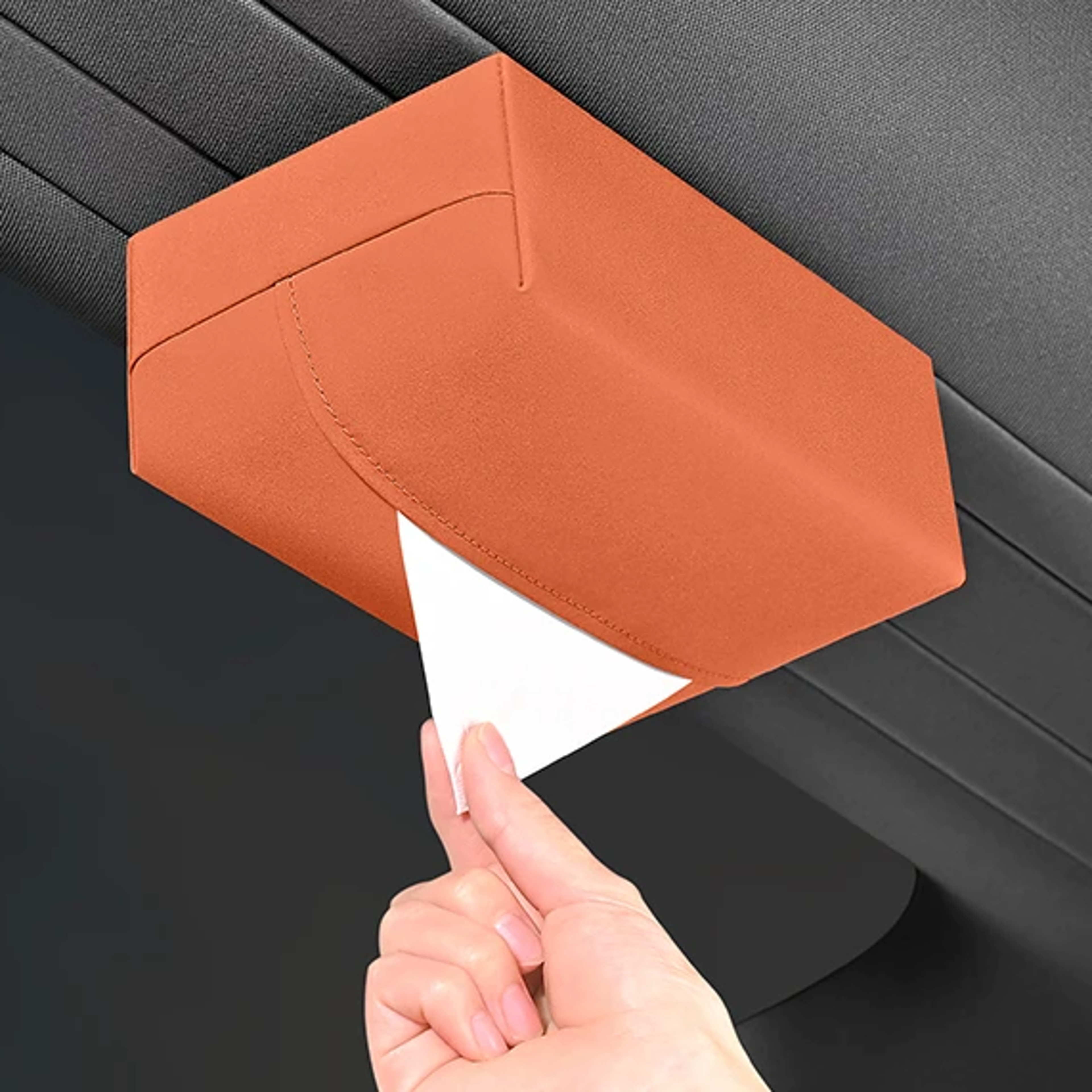 magnetic leather car tissue holder for ora good cat & ora models dual use roof & seat back organizers