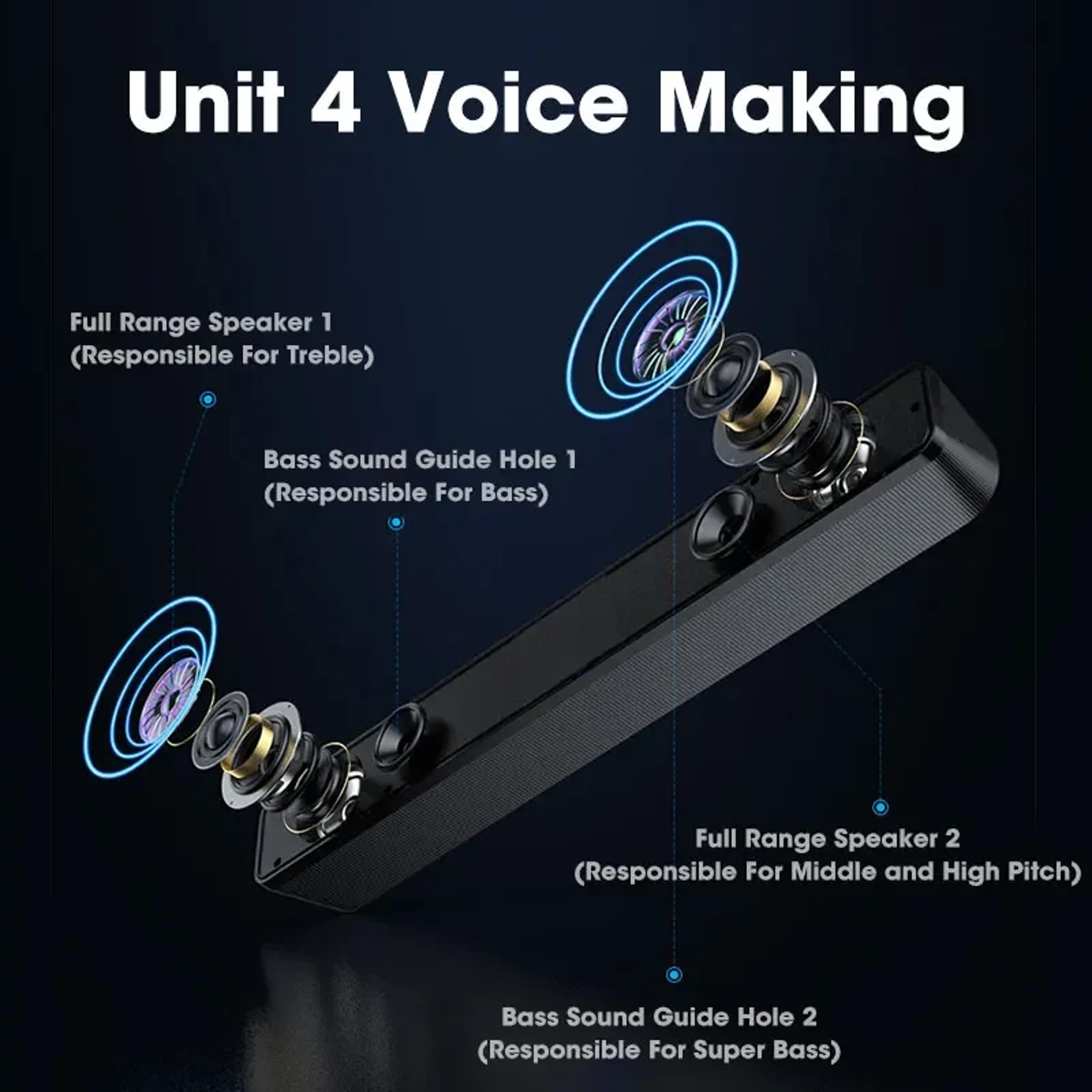 Wireless Bluetooth Soundbar USB Powered PC  TV Speaker For Gaming Laptop  Home Theater 5