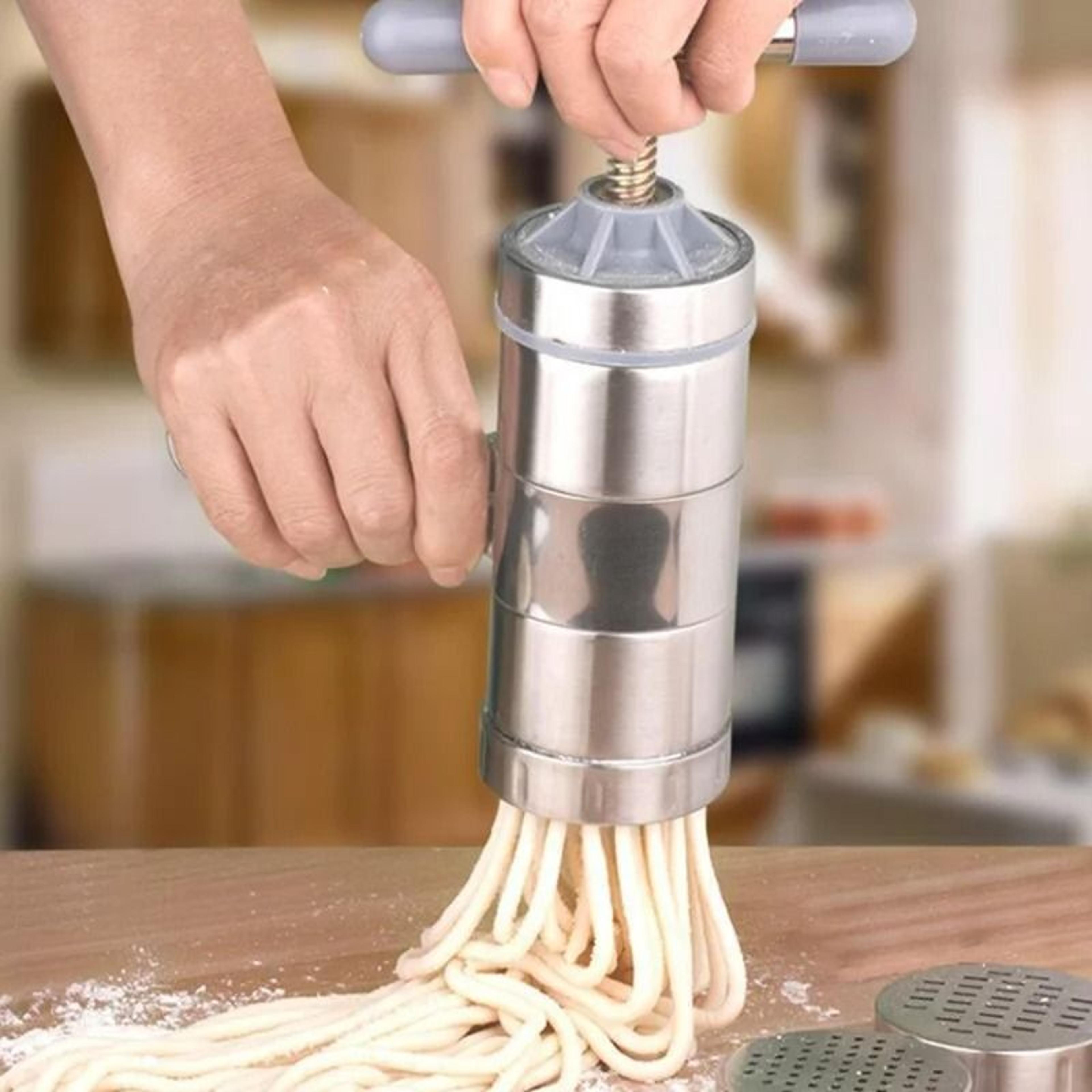 multifunctional stainless steel manual pasta & juice maker with 5 molds