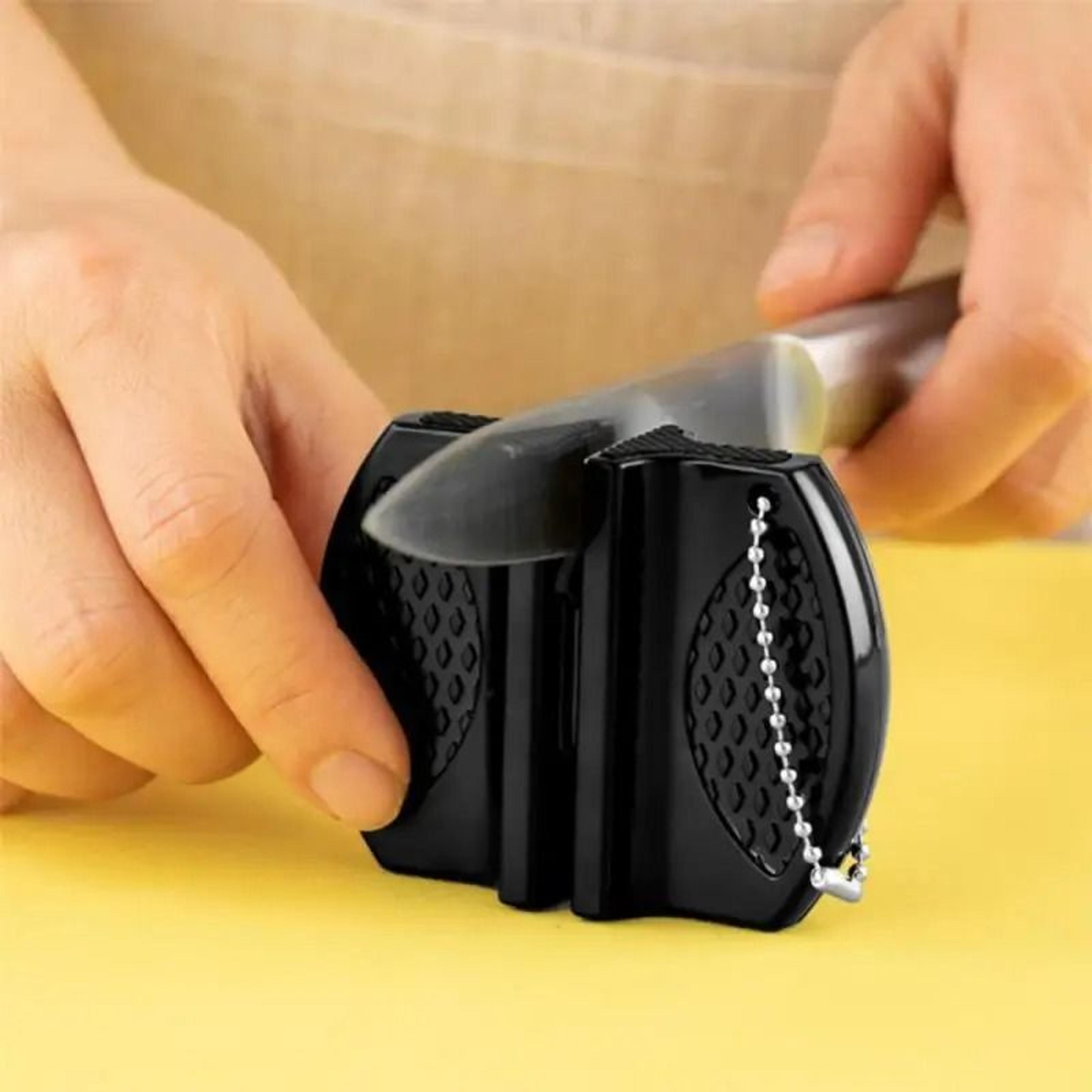 portable 2-stage handheld knife sharpener – multi-function tool with non-slip base for kitchen & camping