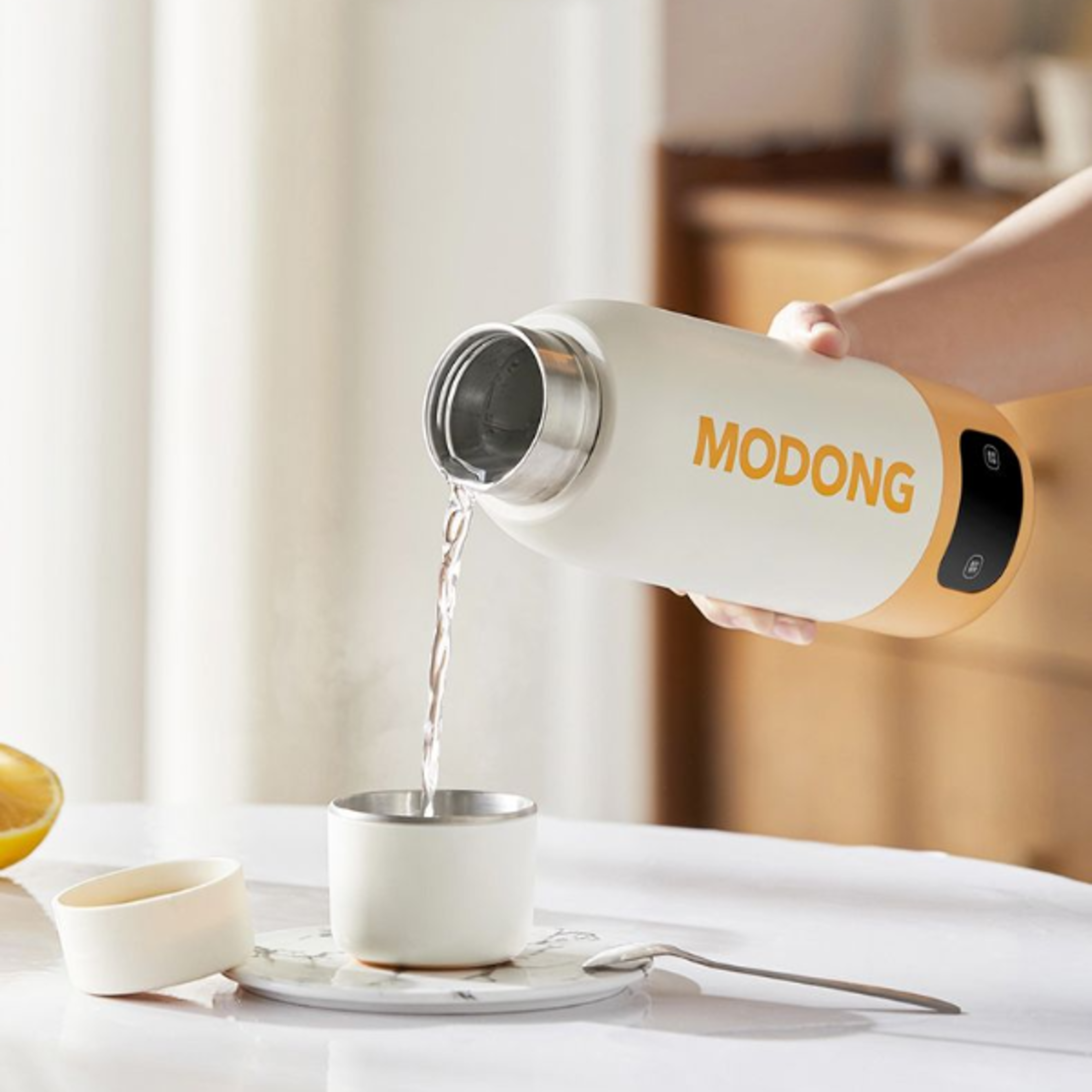 portable electric water kettle, stainless steel travel kettle with smart temperature control & large capacity