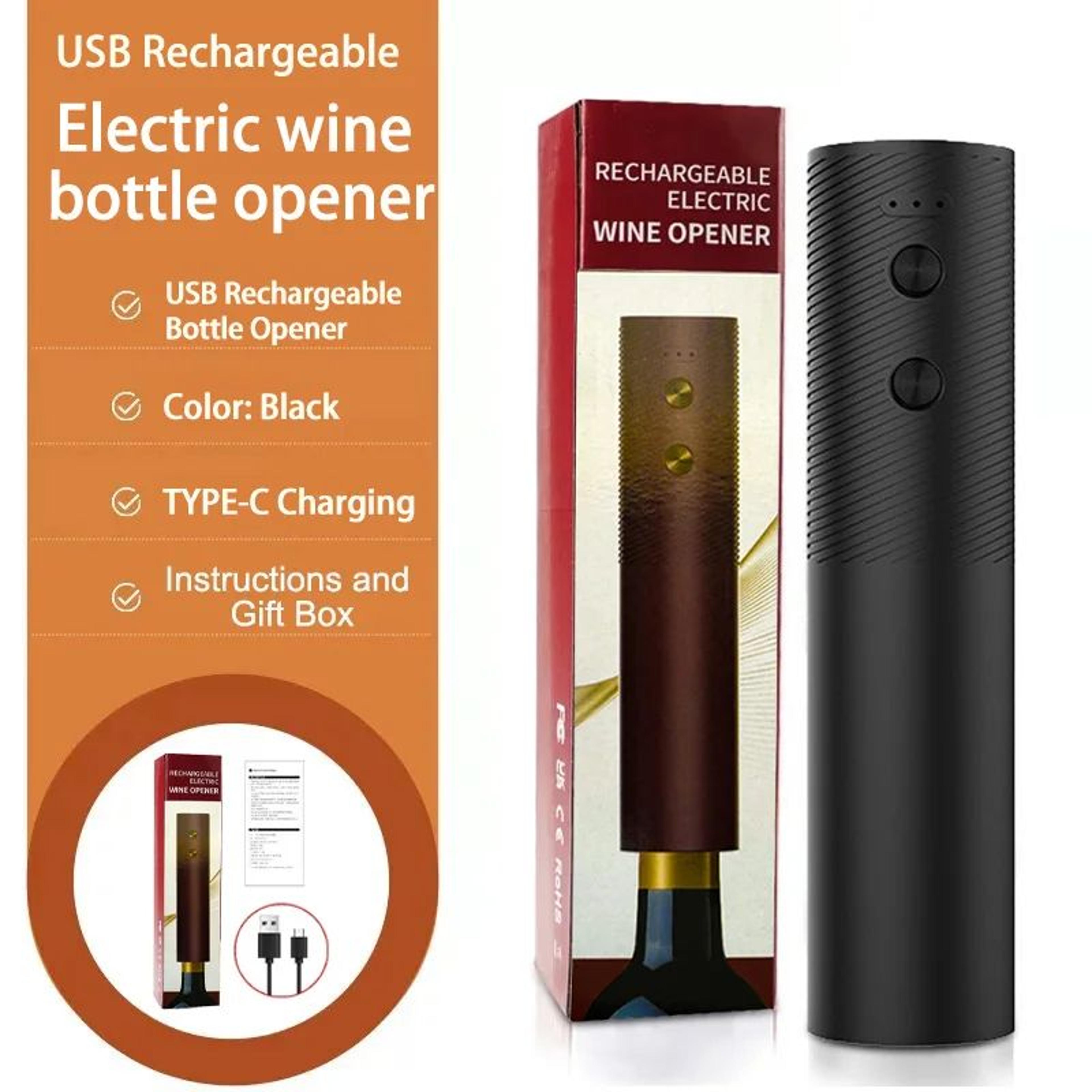 Electric Wine Bottle Opener Rechargeable Automatic Corkscrew With OneClick Button Portable And Cord 5