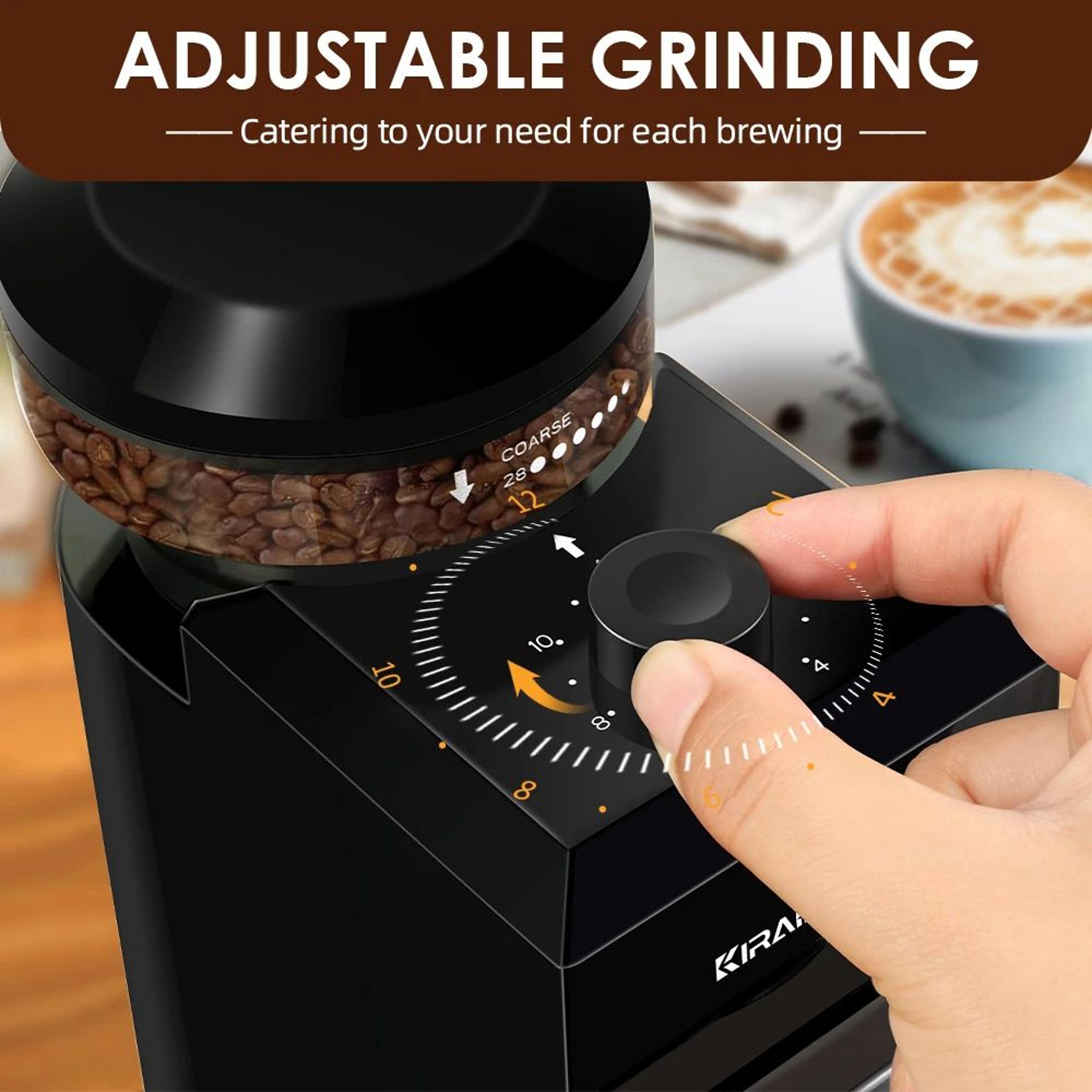 Automatic Burr Mill Coffee Grinder Electric Coffee Bean Grinding With Adjustable Gears 2