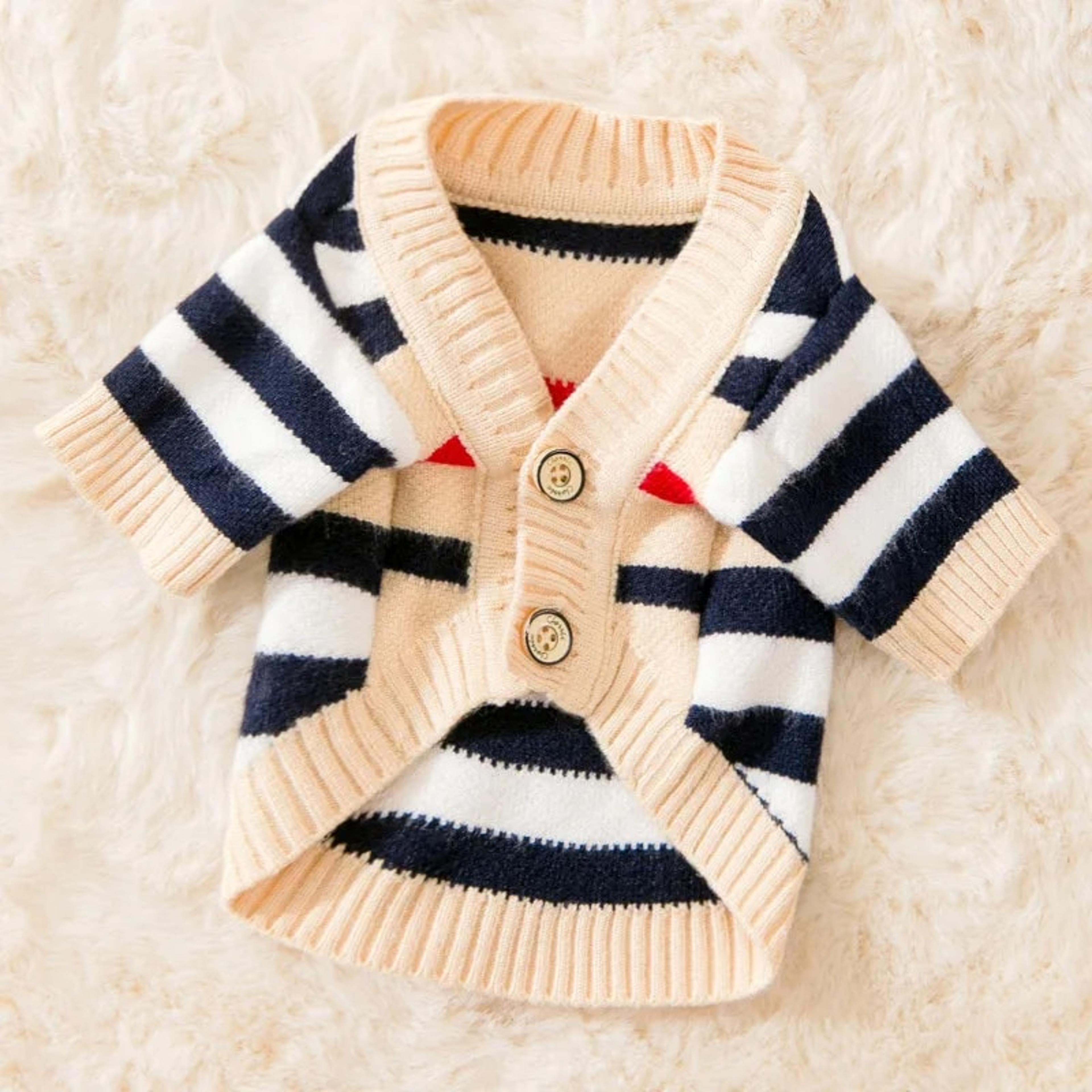 winter chihuahua clothes: soft striped cardigan for dogs & cats