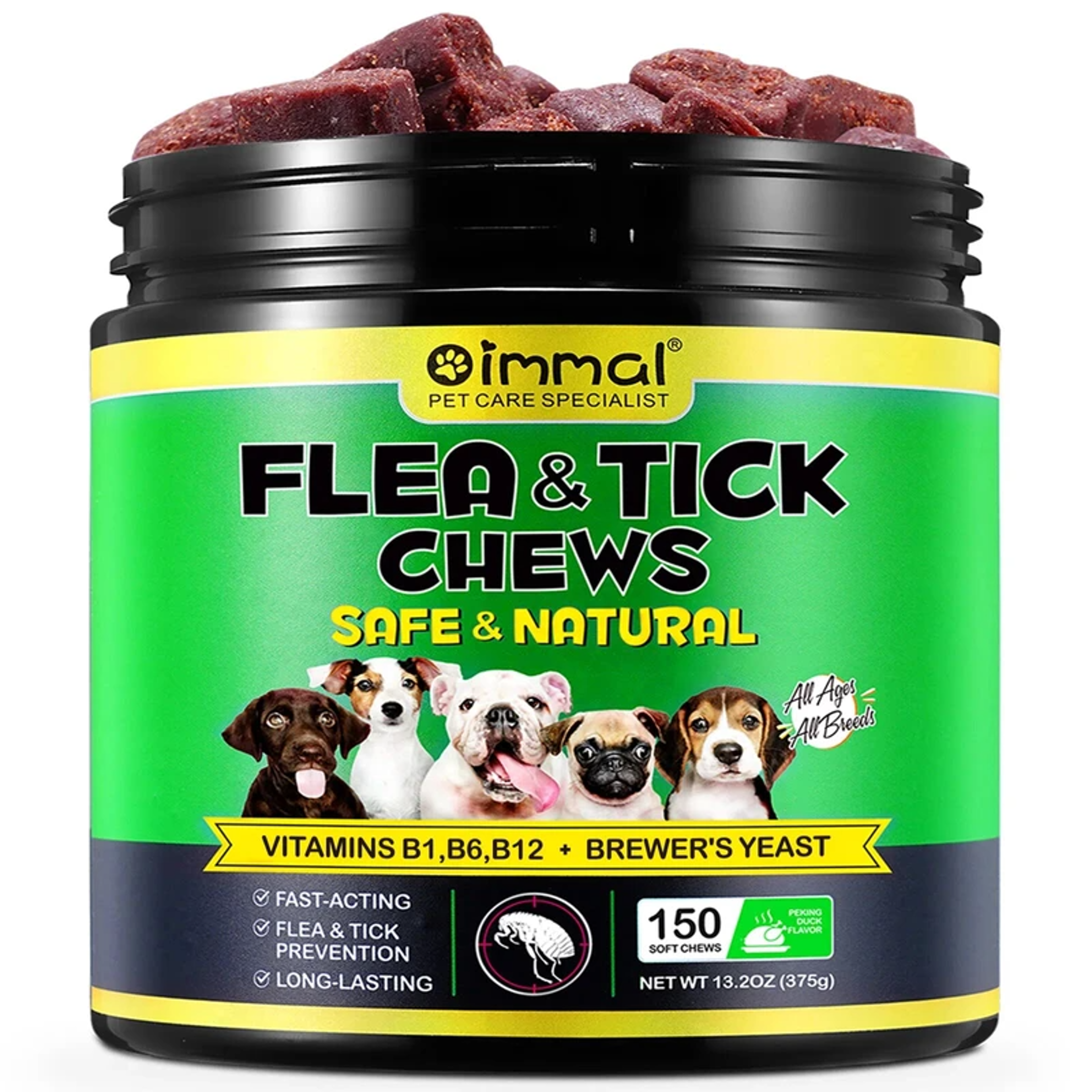 natural chewable flea & tick prevention for dogs: control supplement for all breeds