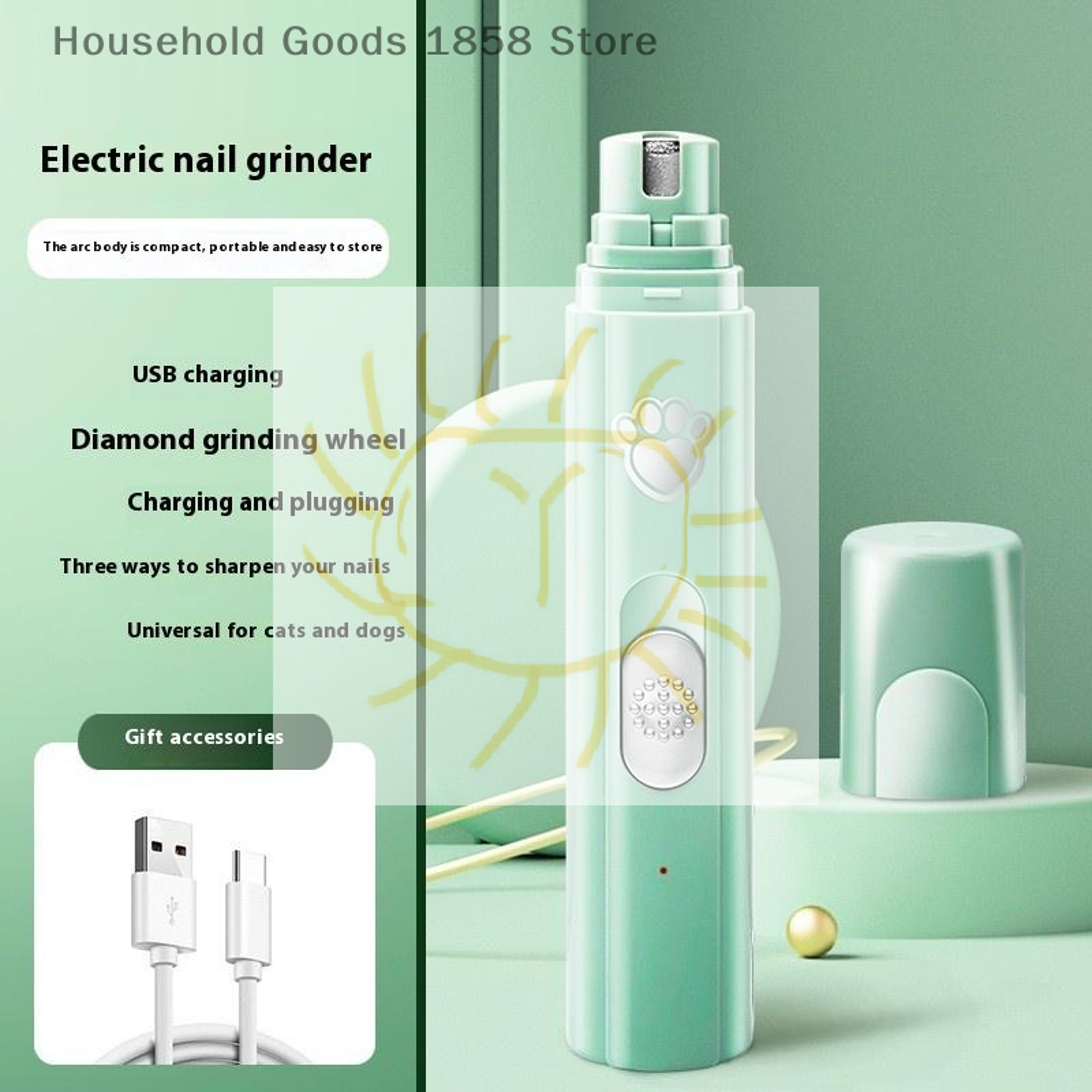 rechargeable electric dog nail grinder & pet nail trimmer with polisher wheel