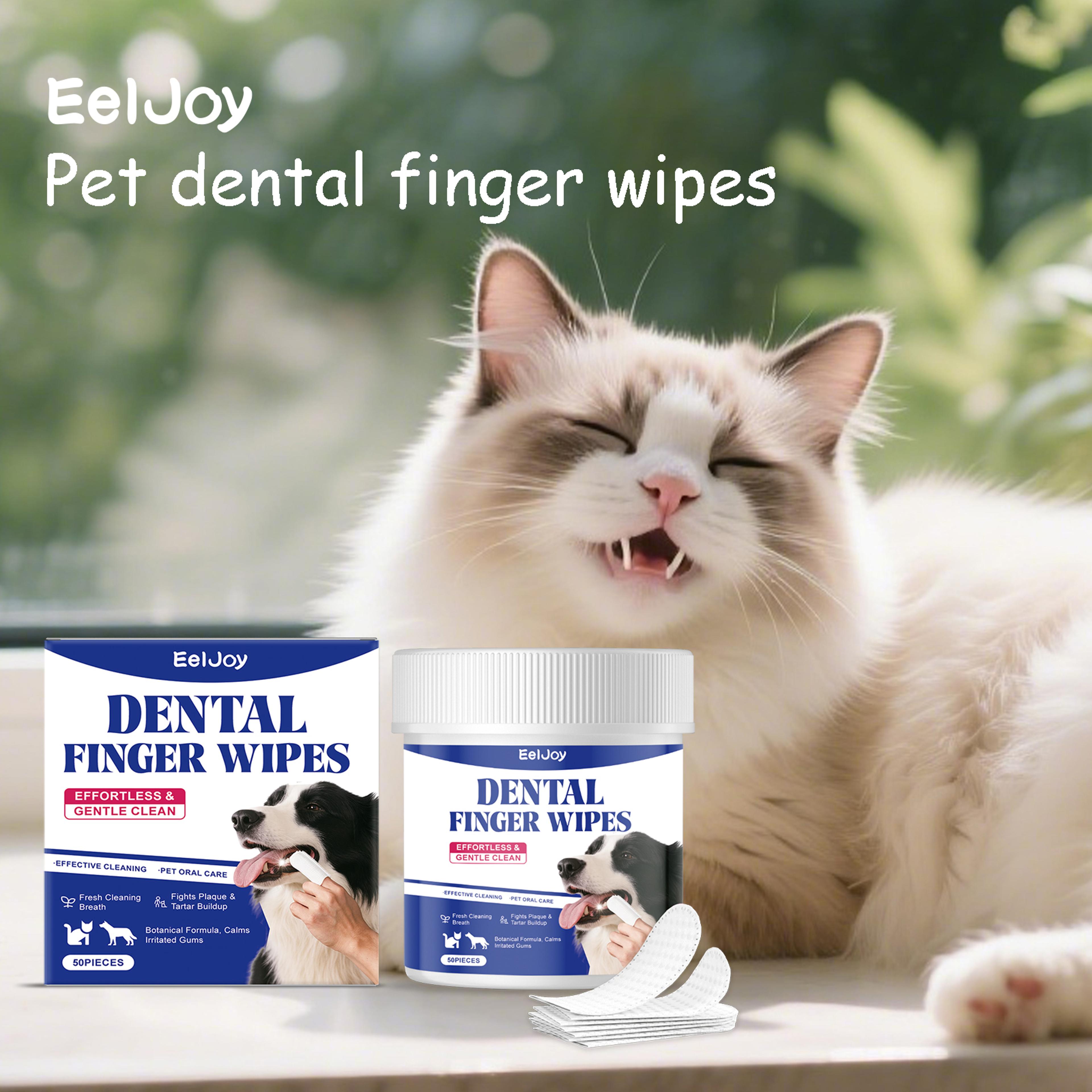 gentle pet teeth cleaning wipes 50pcs finger dental wipes for dogs & cats plaque tartar remover & fresh breath pet w