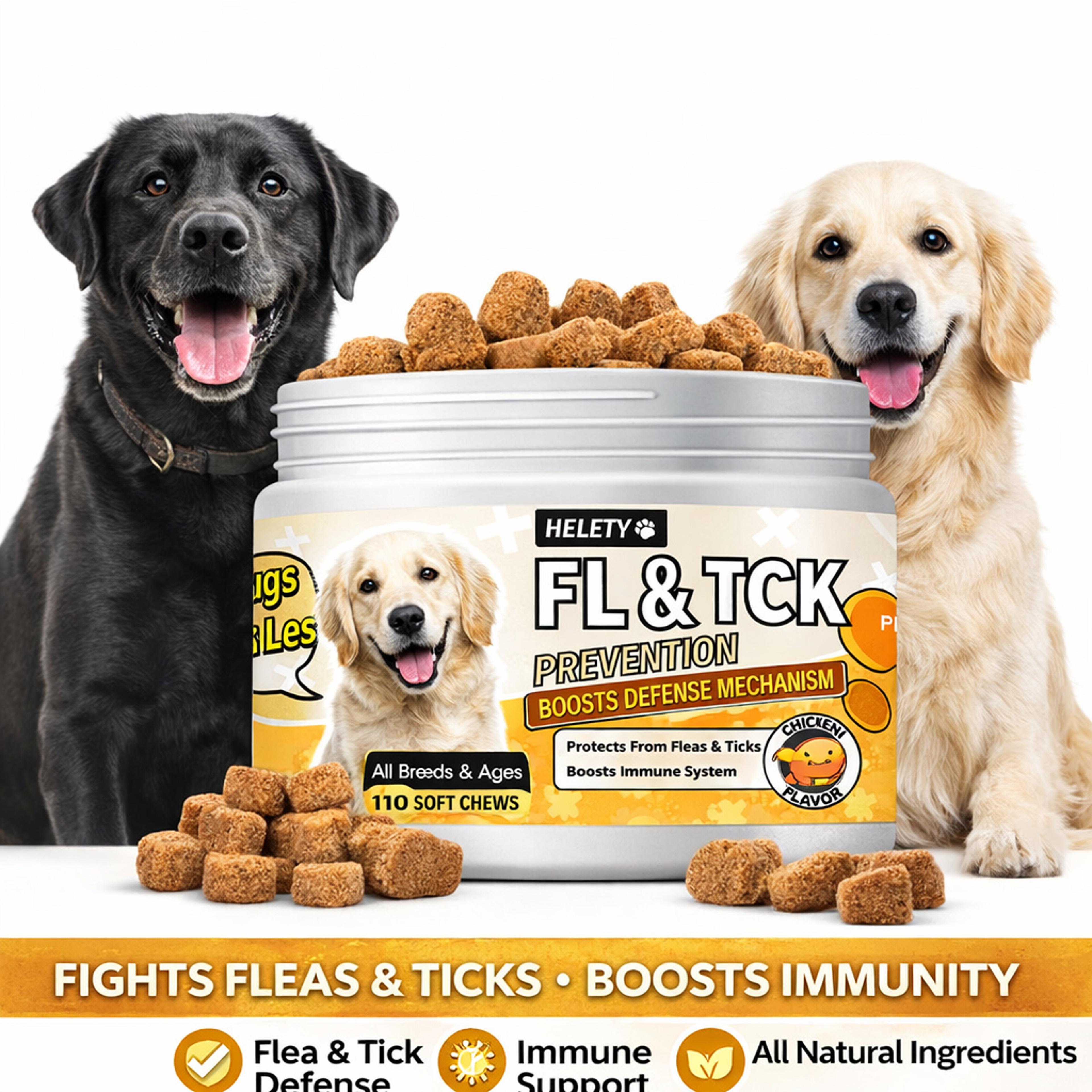 allergy & flea defense chews for dogs itch relief, skin repair & tick protection