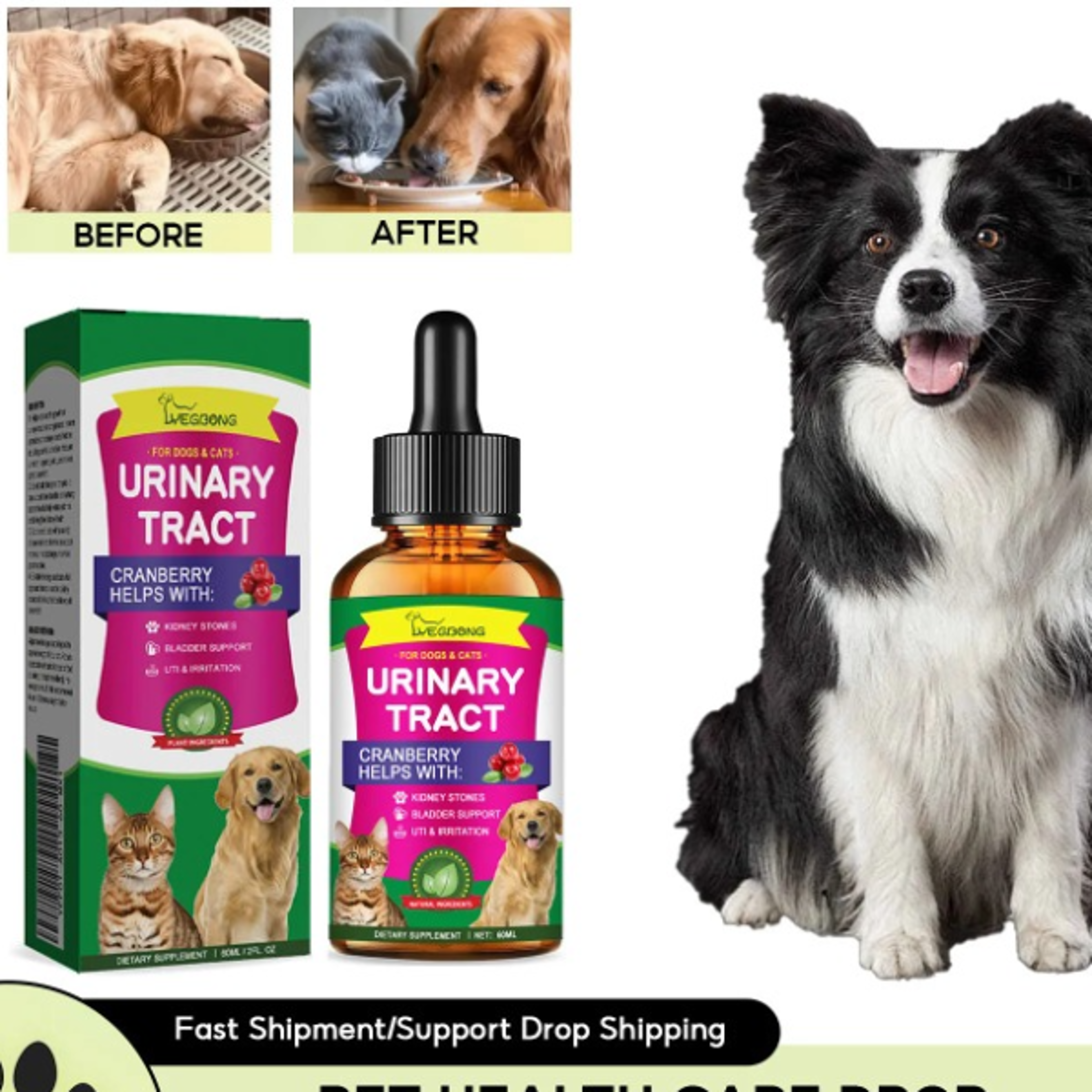 cranberry bladder health drops for dogs urinary tract & kidney support supplement