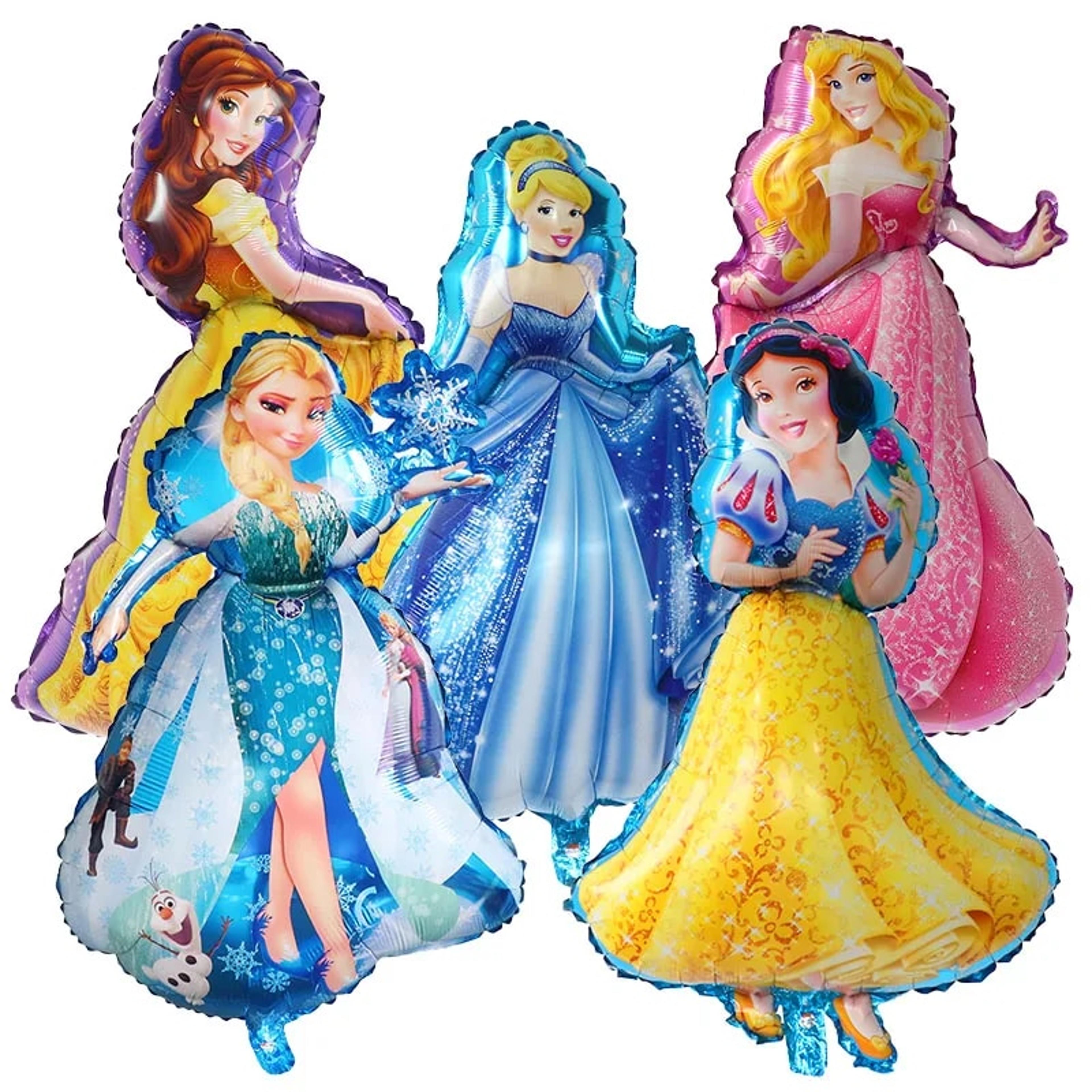 5 large disney princess balloons - snow white, cinderella, elsa - perfect for girl's birthday party decorations & gifts