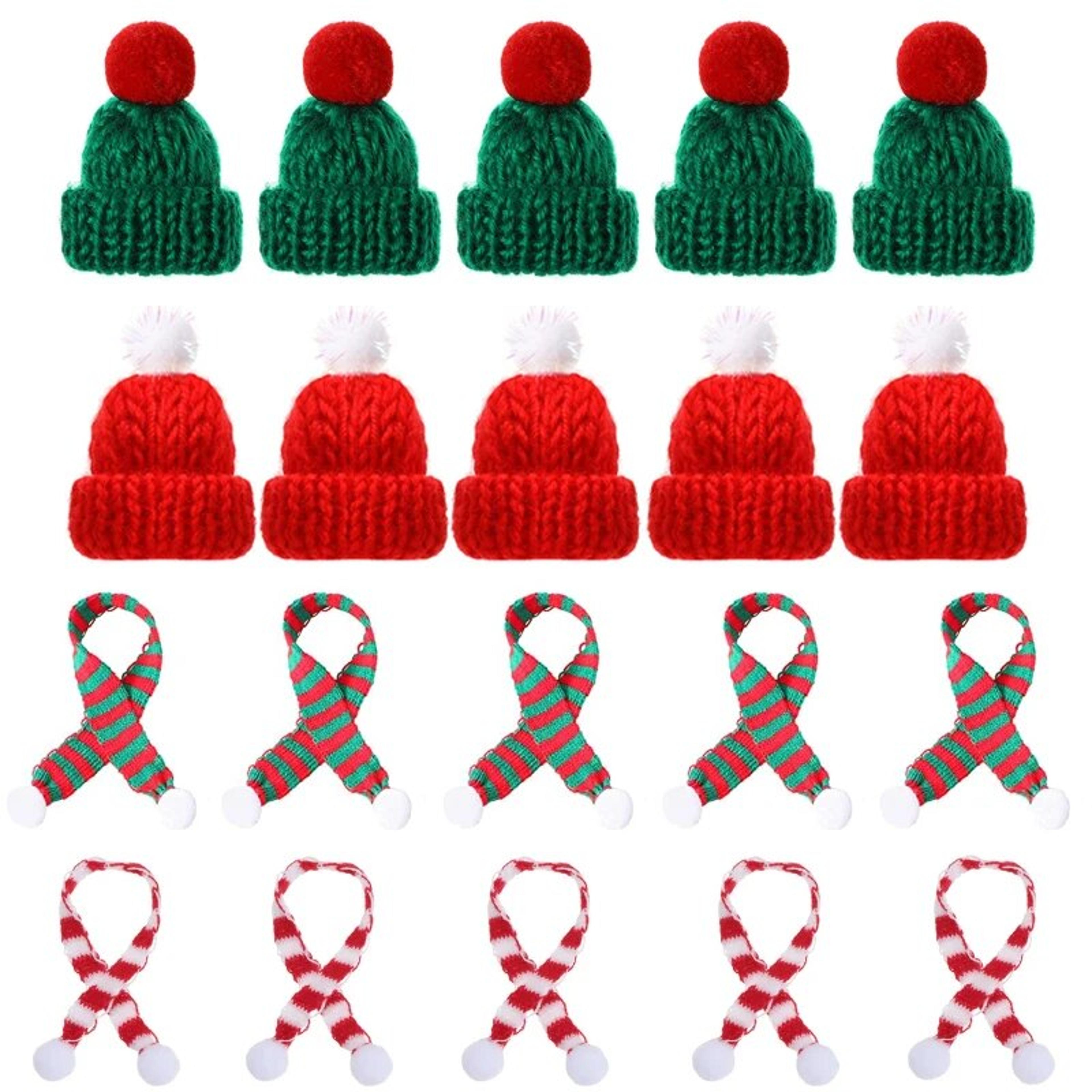 10pcs/20pcs mini santa hat christmas scarf 2024 diy xmas party home dinner decoration