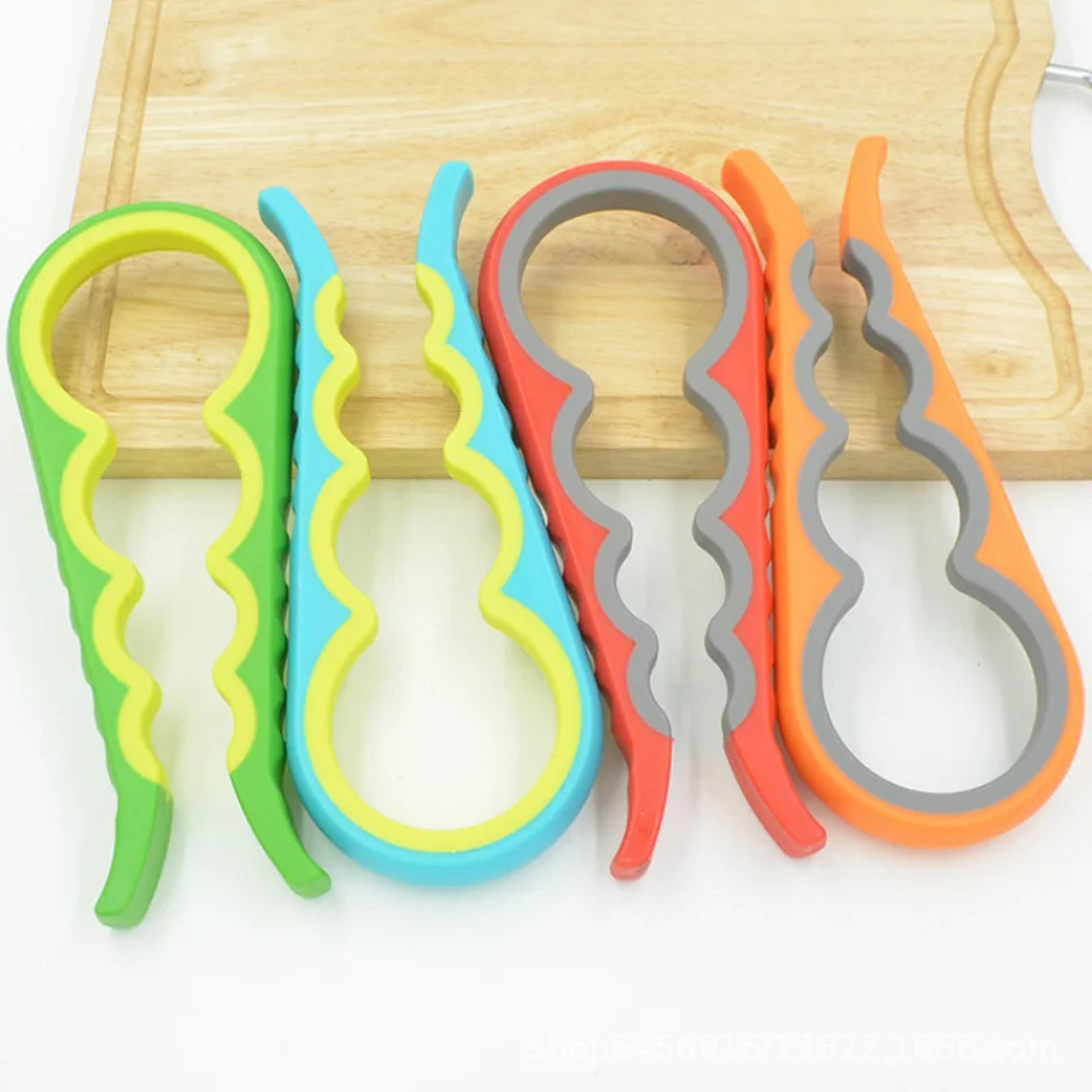 4-in-1 handy jar opener: easy grip wrench for twist off caps - portable kitchen gadgets for strength can beer bottle cap