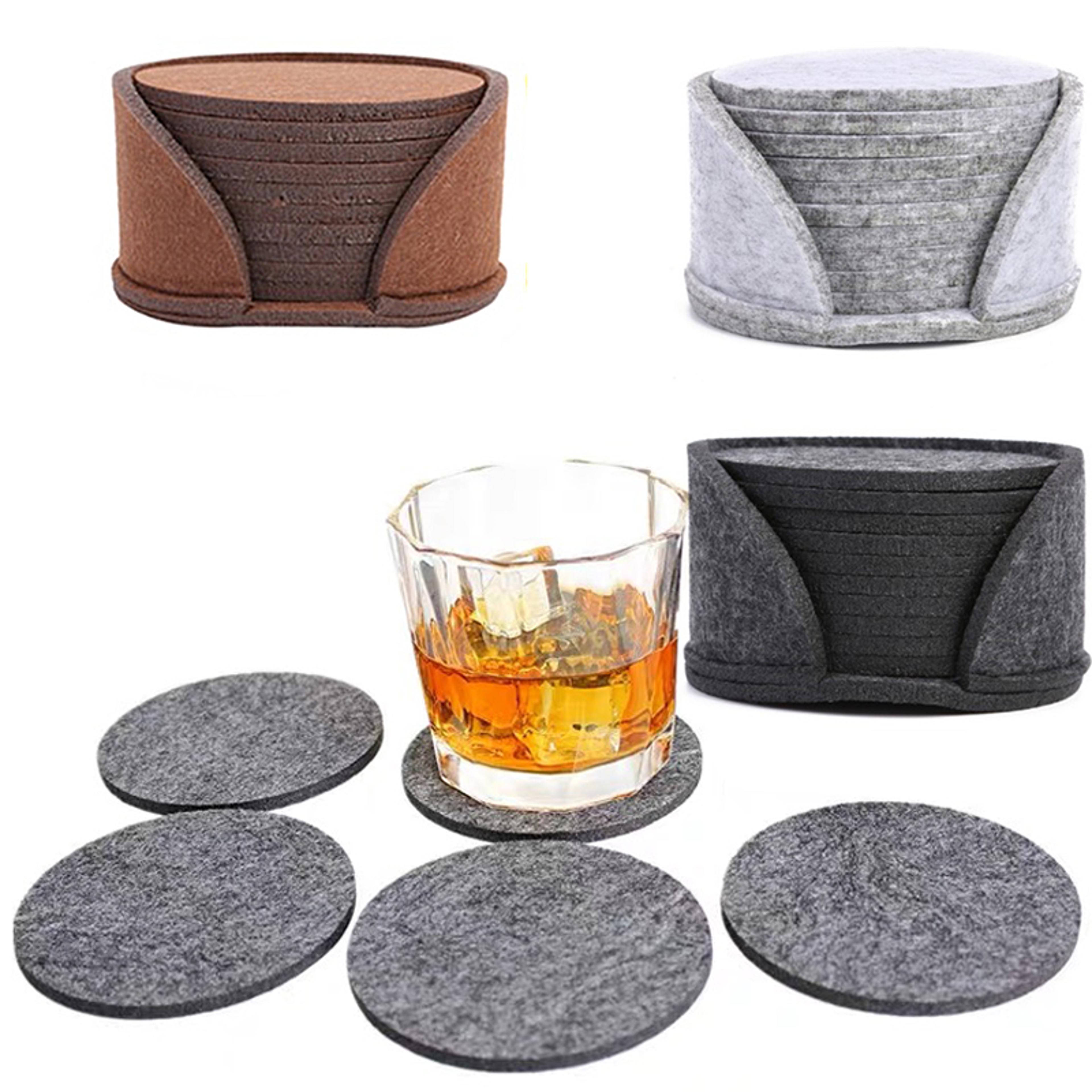 10pcs round felt coaster set: heat resistant dining table protector pads for cups, mugs, coffee, tea - kitchen accessori