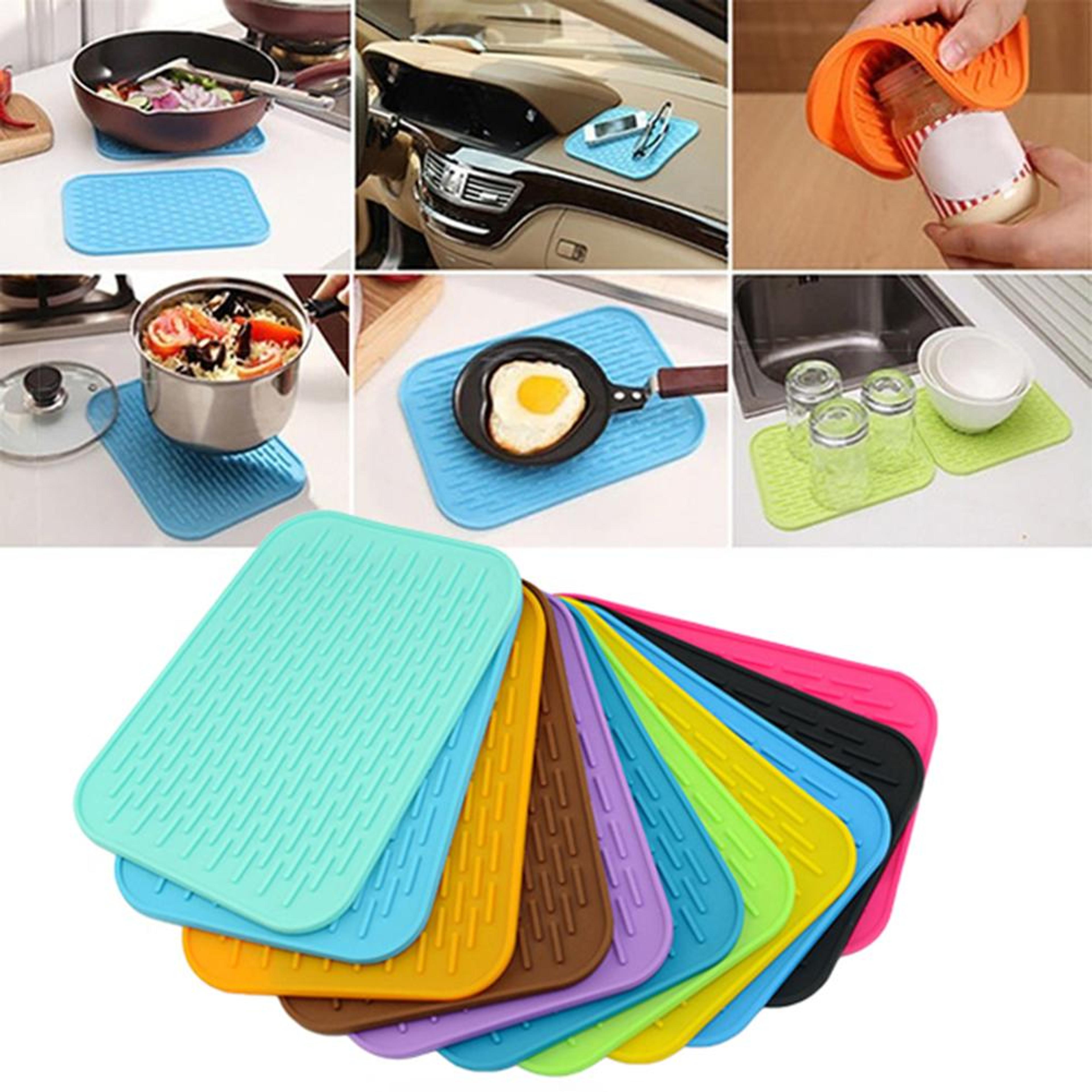 kitchen silicone heat resistant mat: non-slip pot holder pad, protects table - hot deal!
