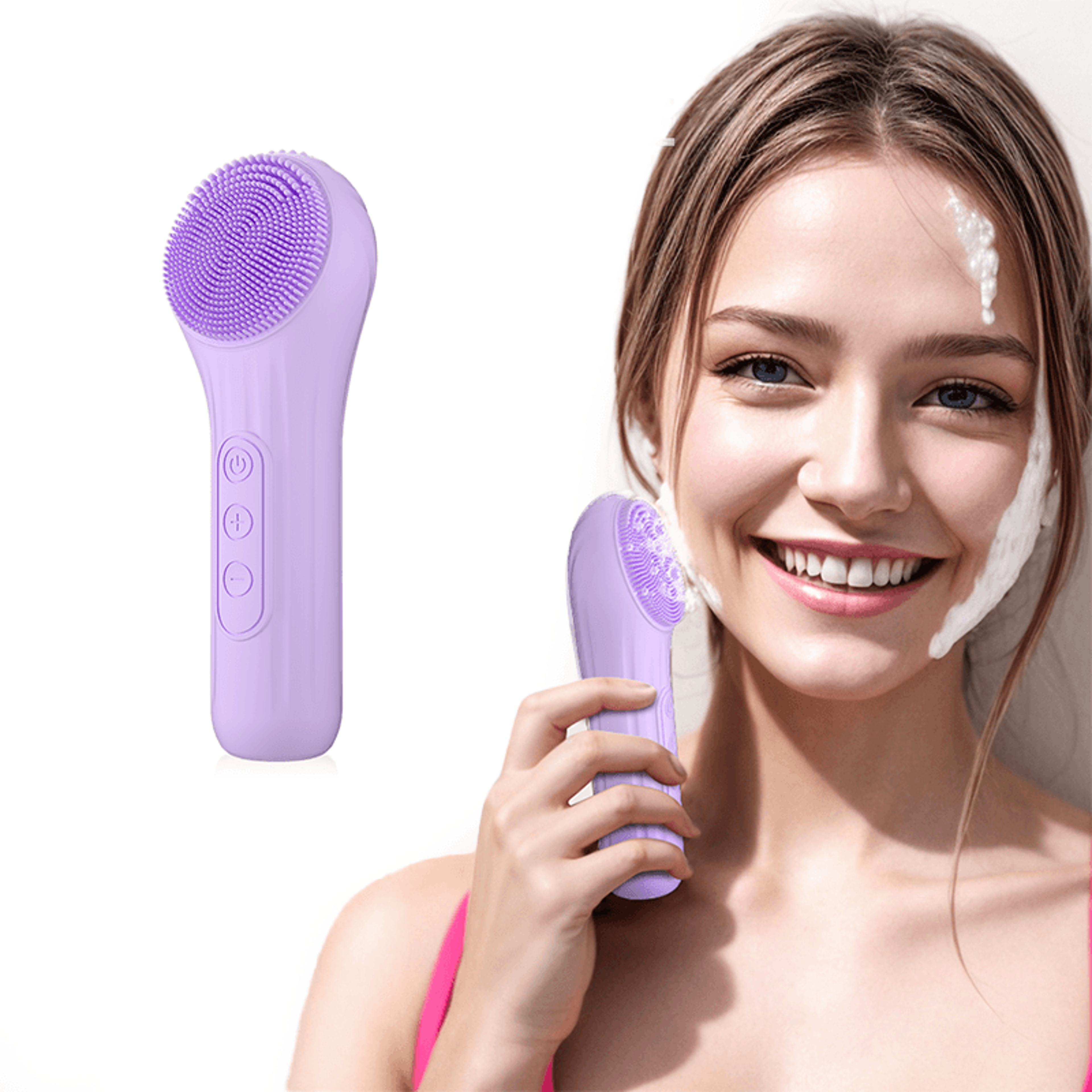 rechargeable sonic face cleaner, waterproof vibrating brush for deep pore cleansing & gentle exfoliation