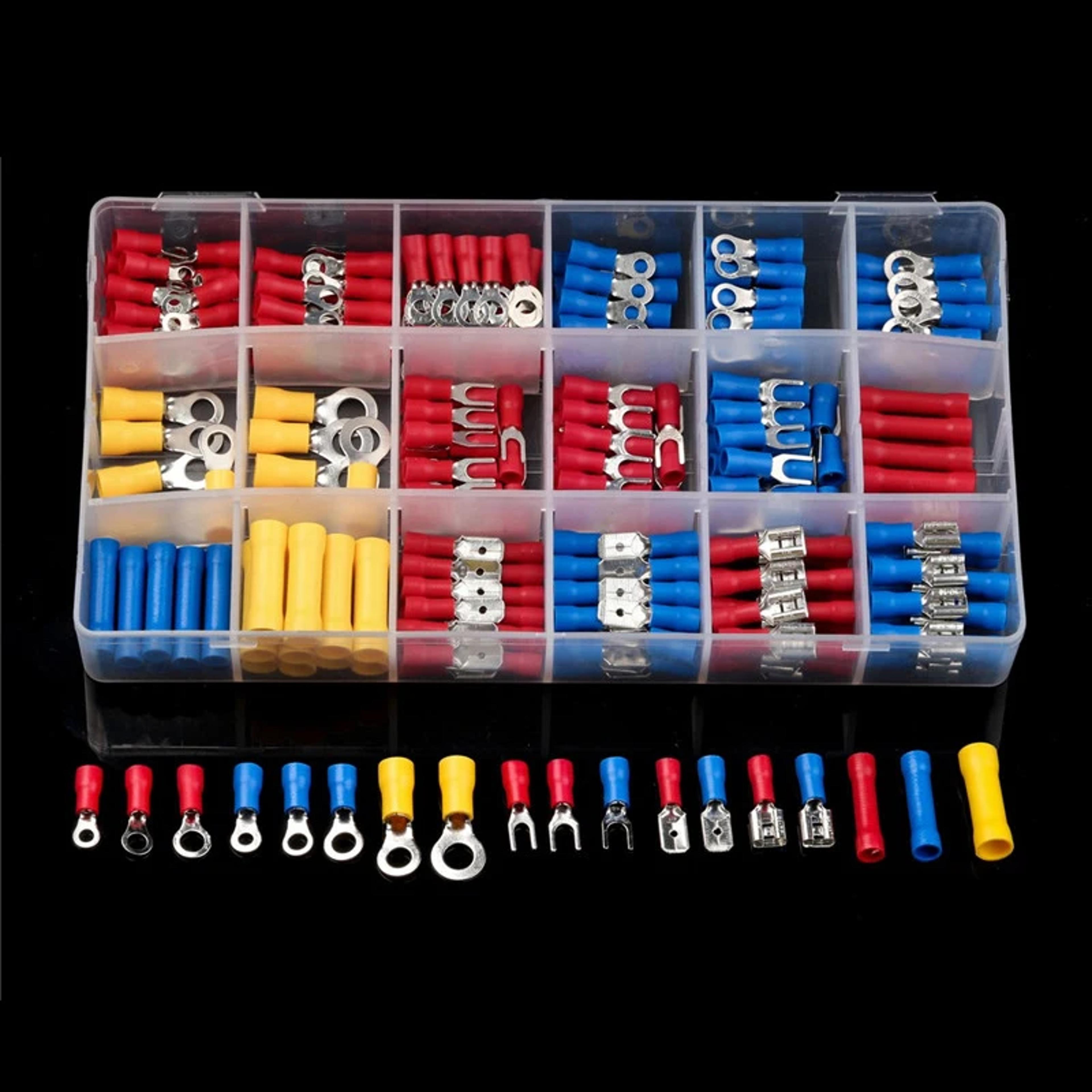 wire connector kit, male female insulated terminals, assorted crimp terminals & spade lugs