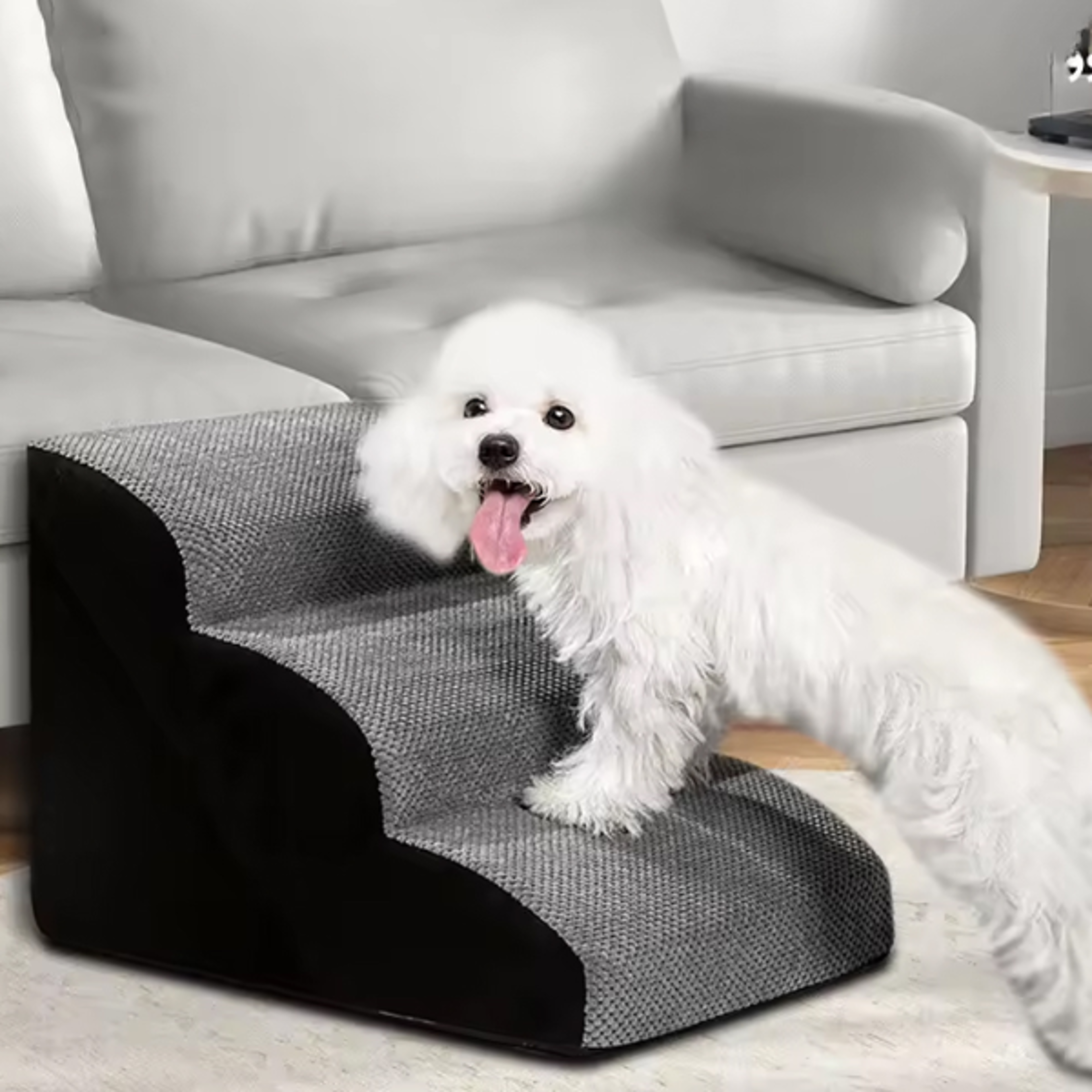 washable non slip memory foam dog ramp & pet stairs for easy access