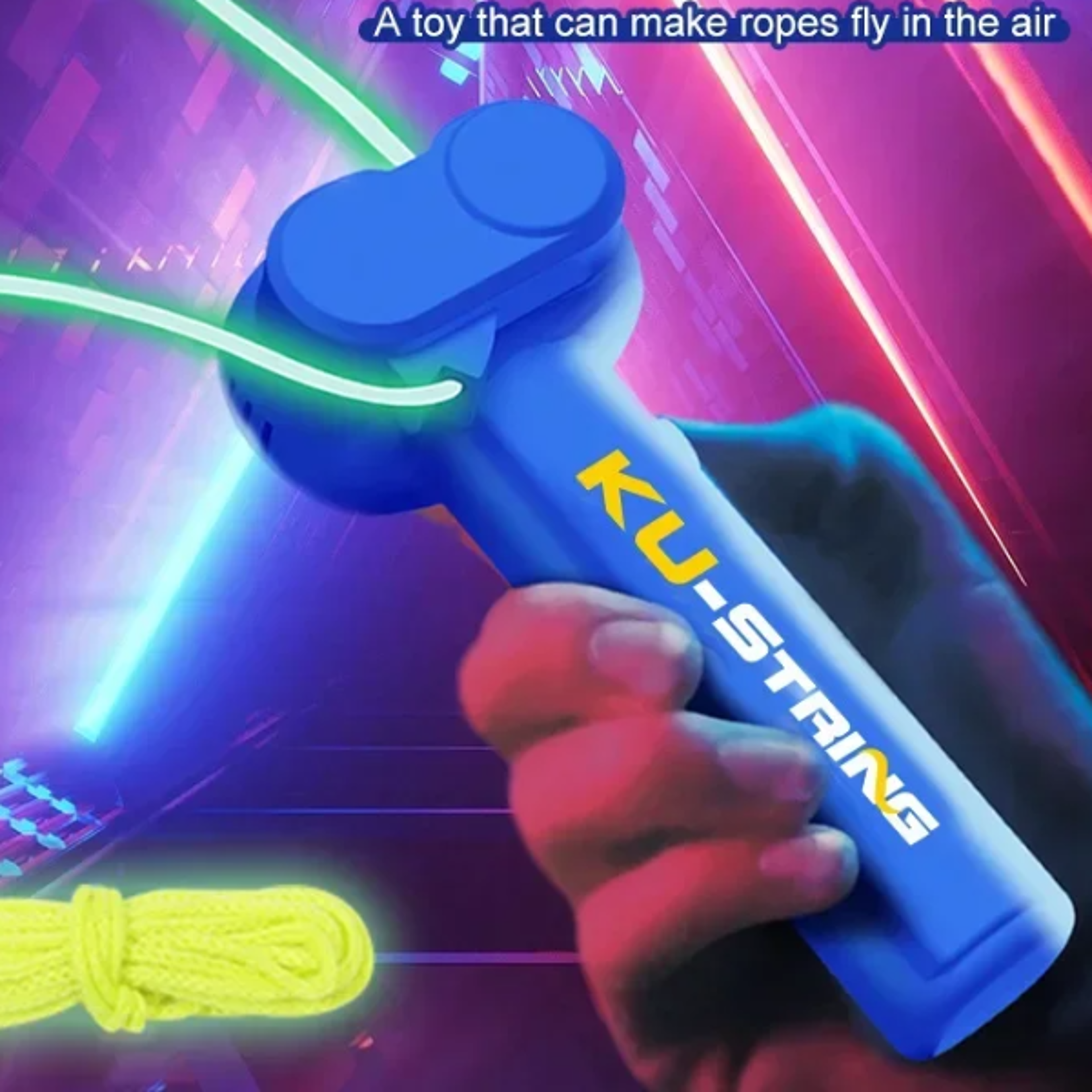 rope launcher toy adjustable speed spinning rope game for kids & adults