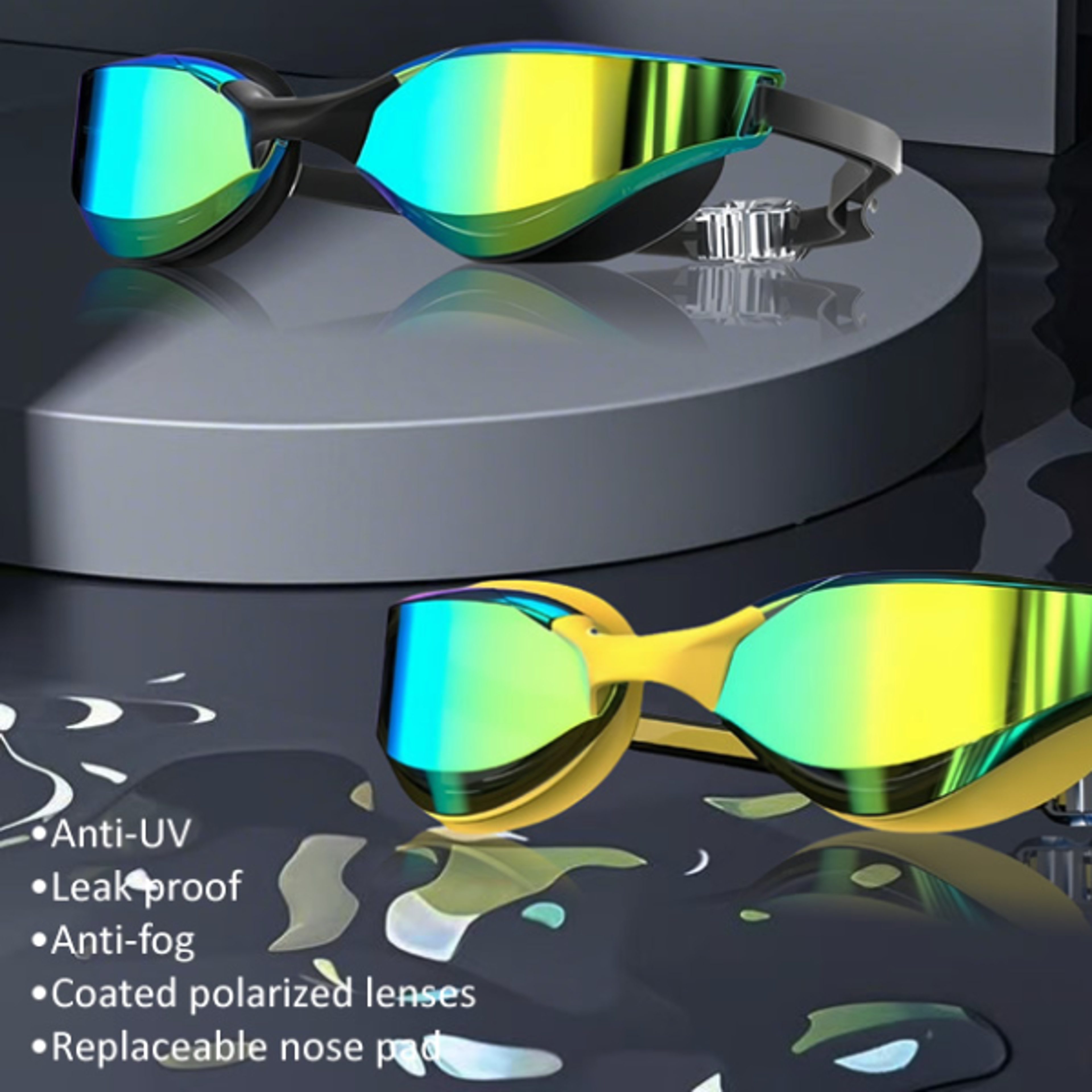 anti fog hd racing swim goggles for adults with uv protection and soft silicone fit