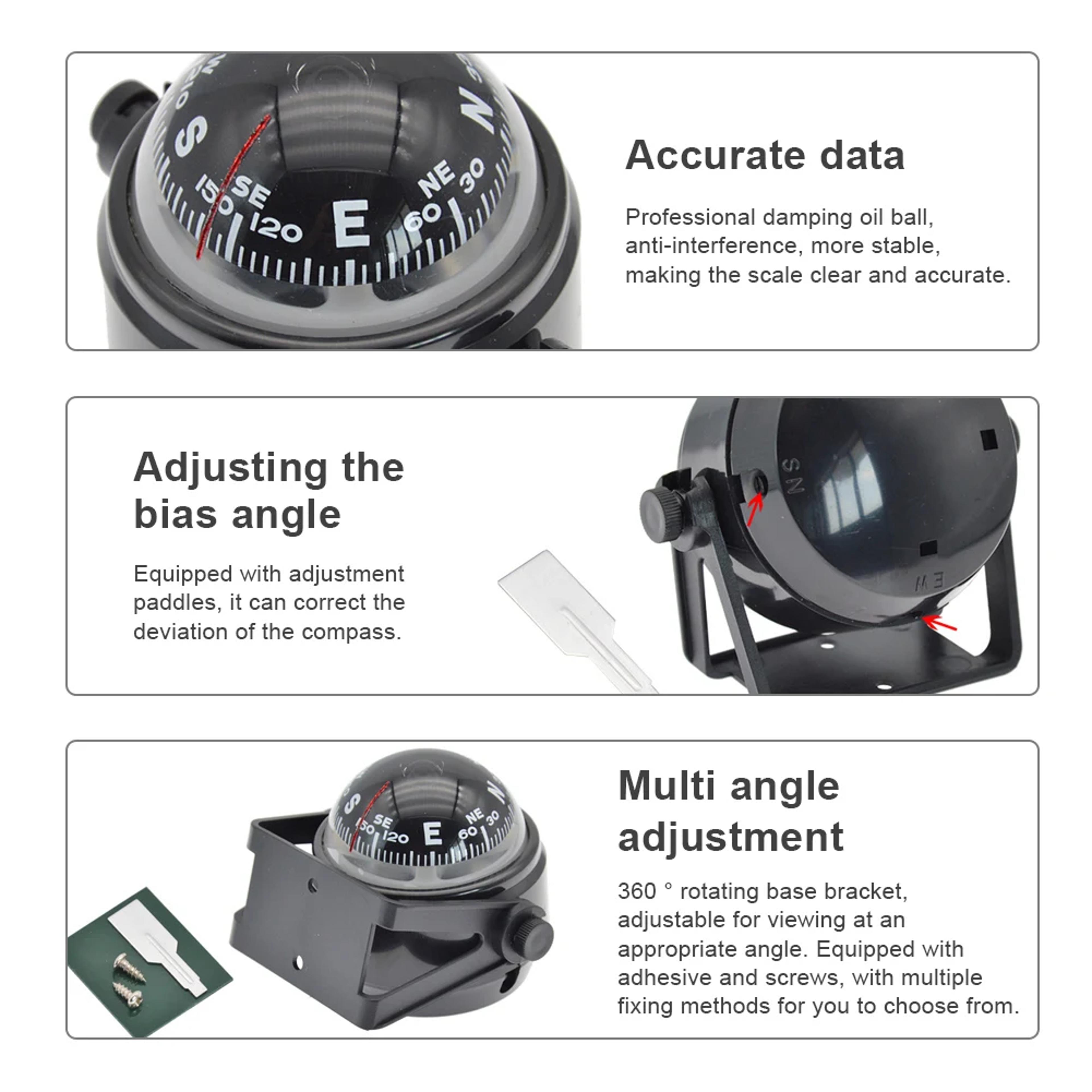 Adjustable Marine Compass For Boat And Car Dashboard Navigation 2