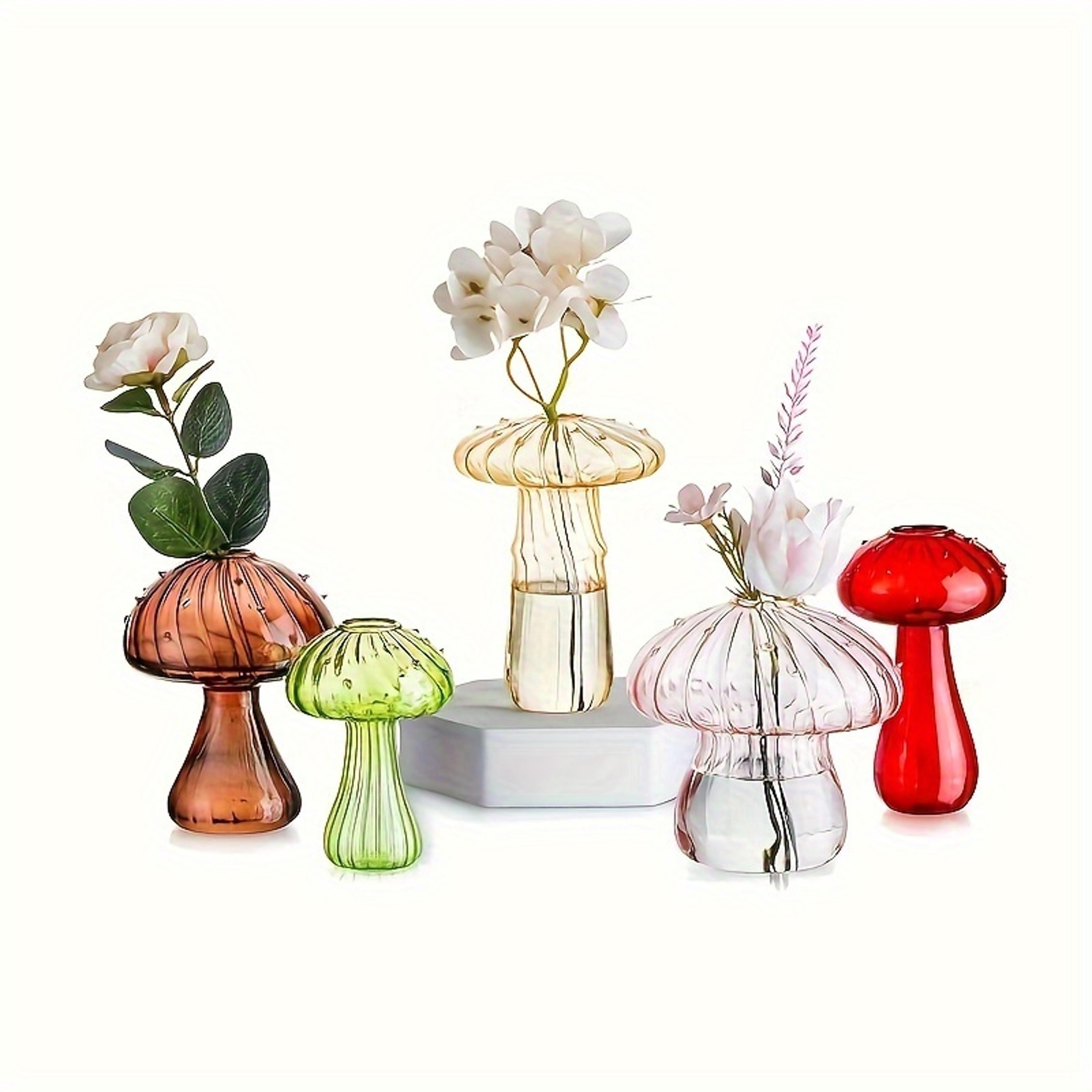 colorful mushroom glass vase for flowers and cuttings mini bud vase decor