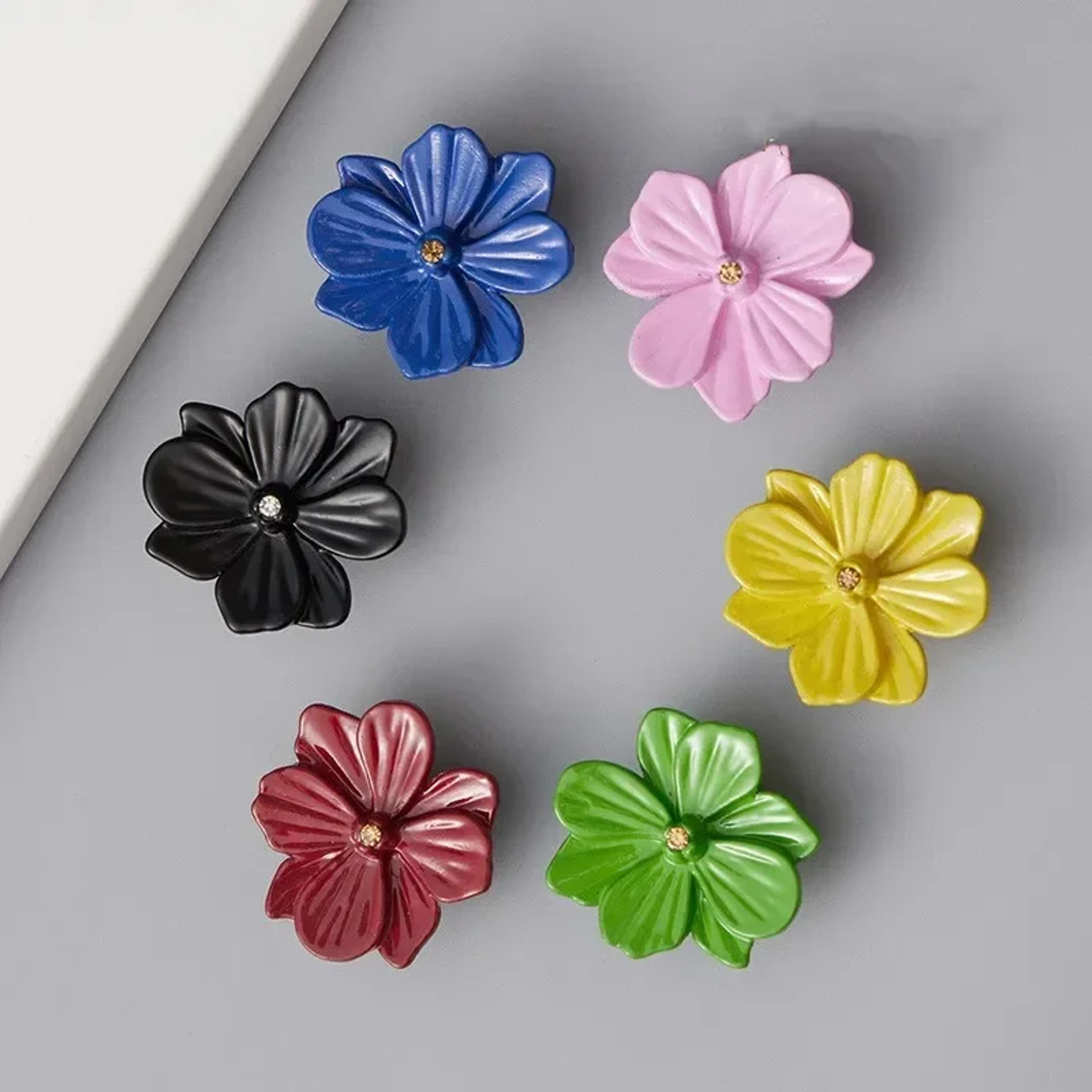 Colorful Flower Kitchen Cabinet Handles Kids Room Wardrobe Knobs 2