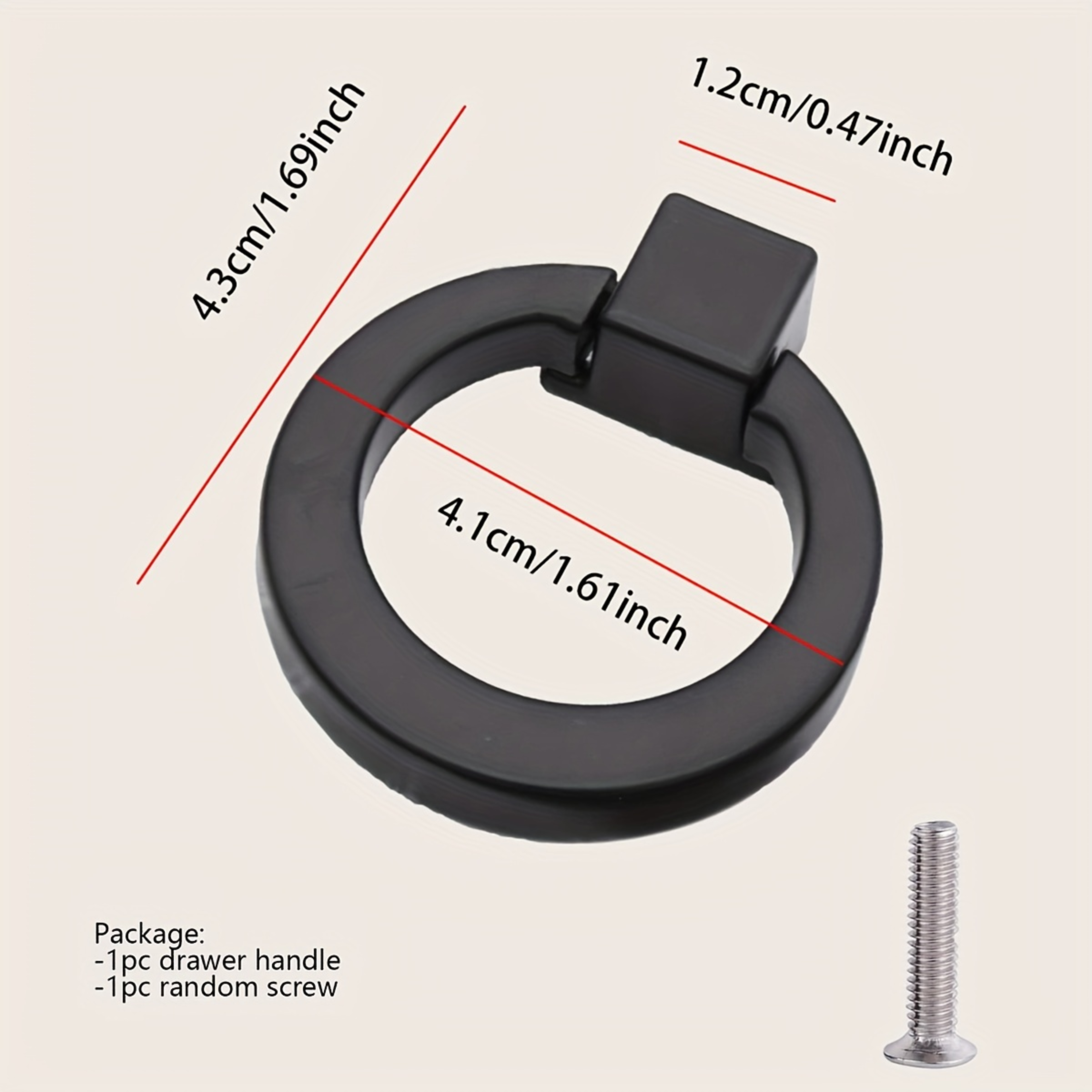 Black Metal Drawer Handles Circular Ring Single Hole Handle For Cabinets  Wardrobes 2