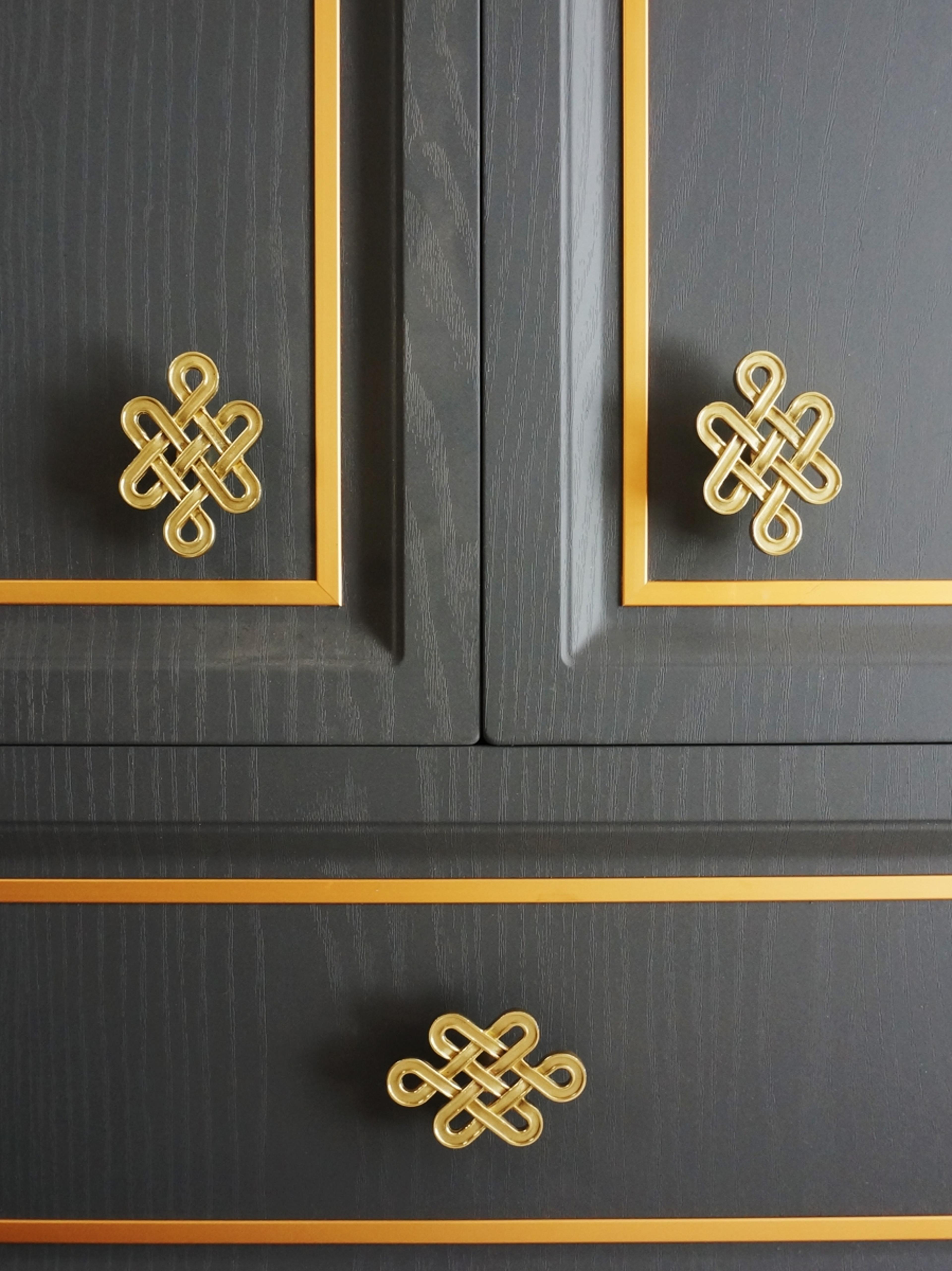 Chinese Knot Brass Cabinet Handles For Drawers Wardrobes And Kitchen Cabinets 2