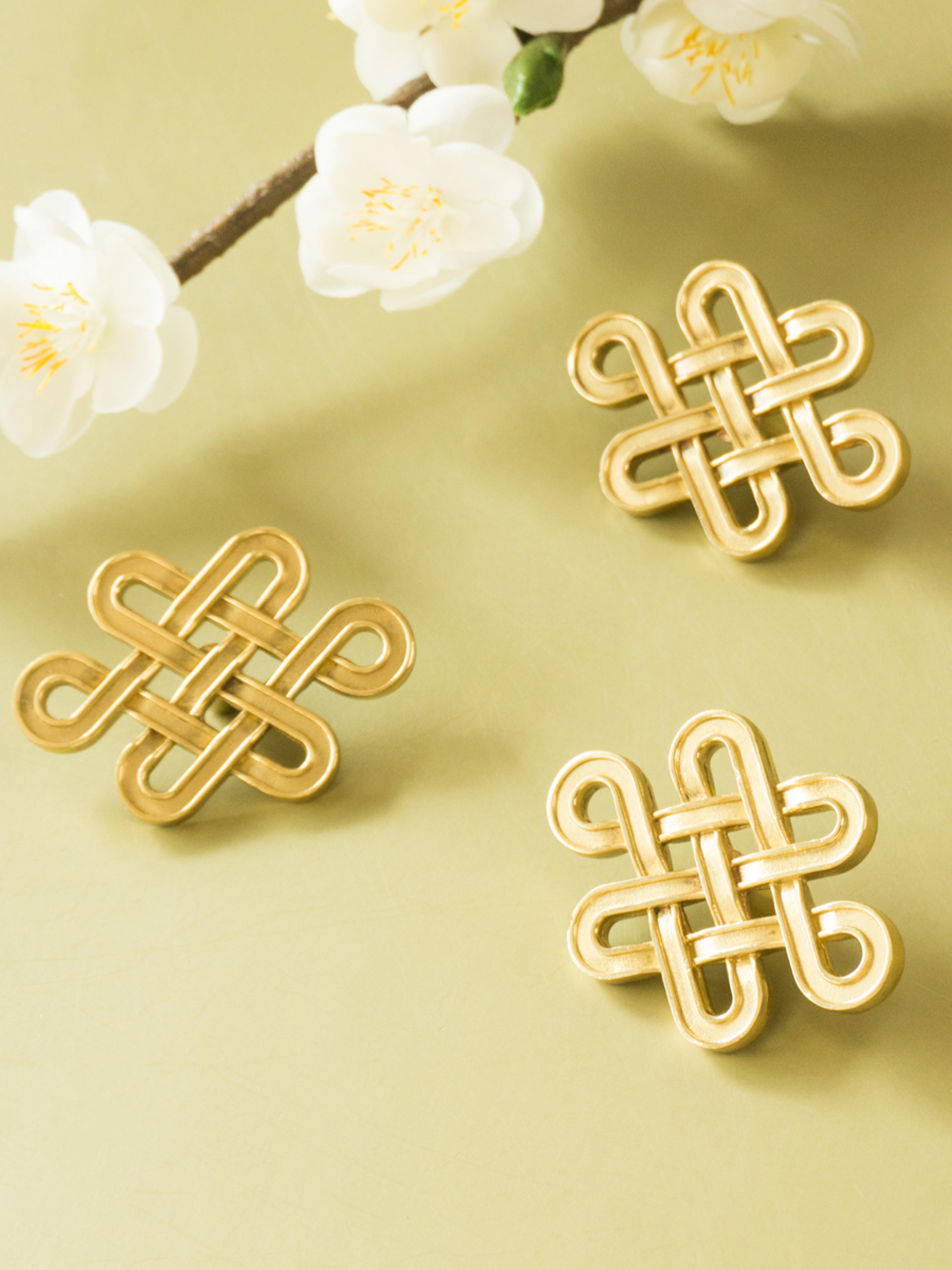 Chinese Knot Brass Cabinet Handles For Drawers Wardrobes And Kitchen Cabinets 3