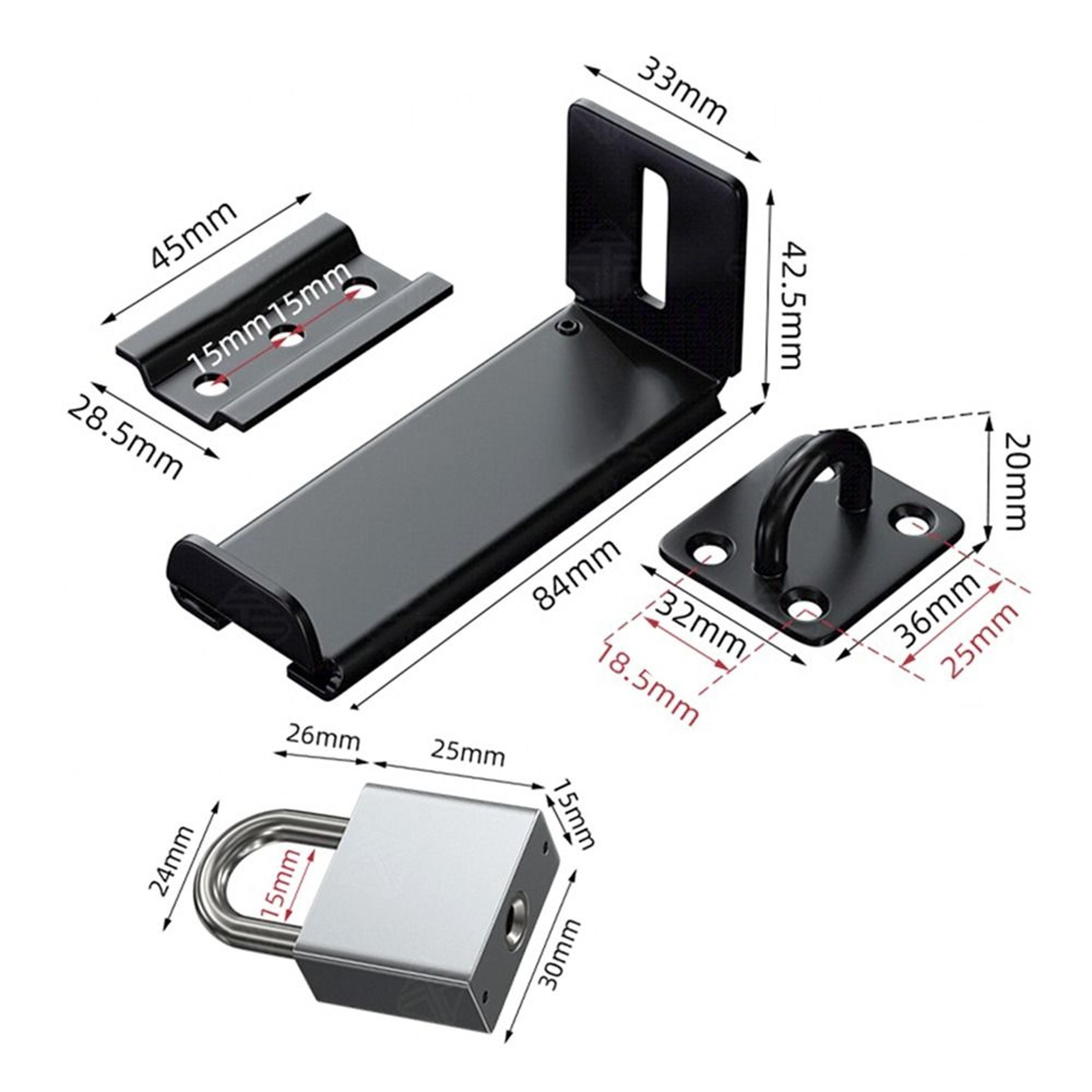 New Stainless Steel Door Clasp Lock 90 Degree Antitheft Padlock Hasp Burglarproof Right Angle Gate  5