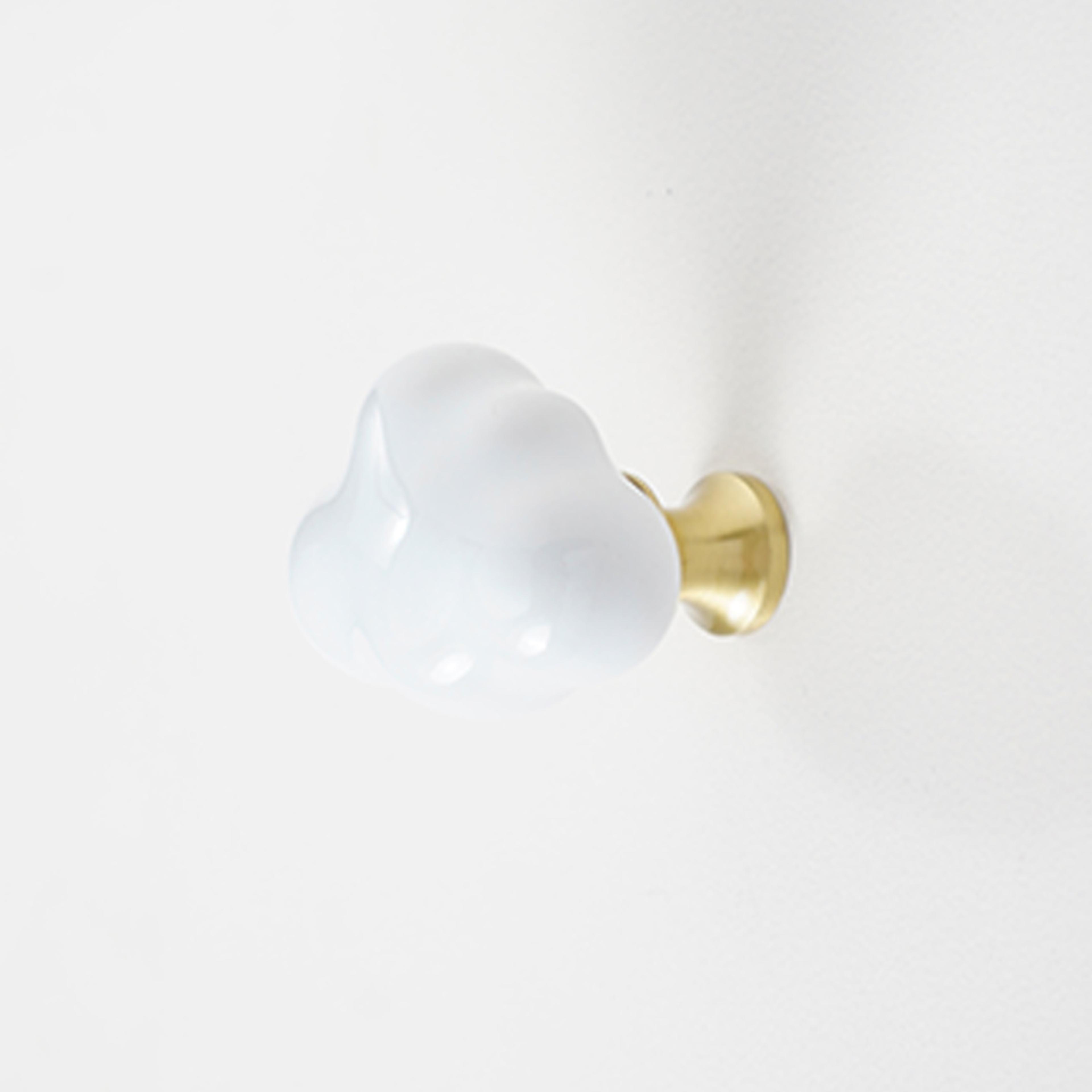 Ceramic  Brass Cloud Cabinet Knob Decorative Drawer Pull For Kids Room Wardrobe Door With Screw 8