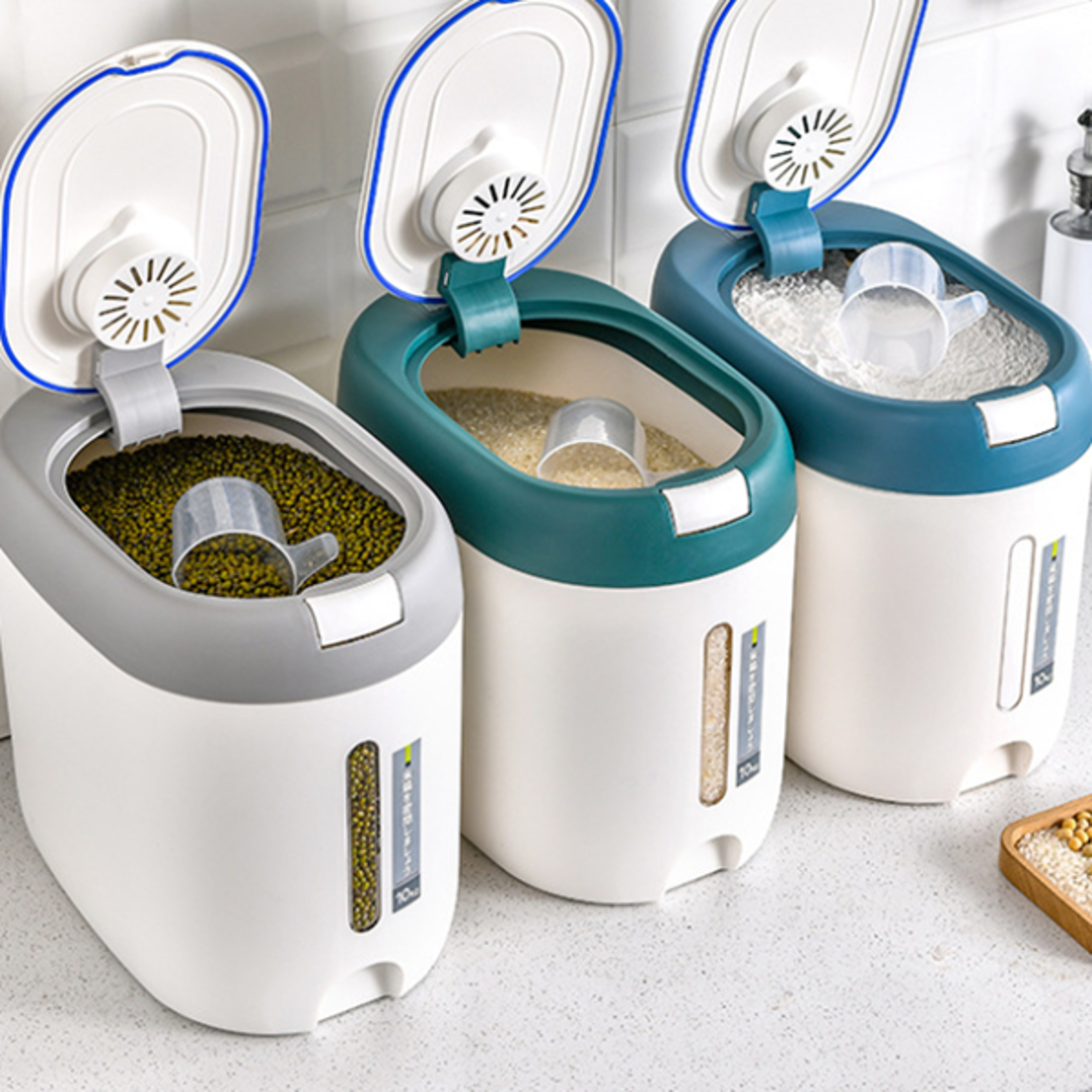 rice dispenser & kitchen storage container organizer