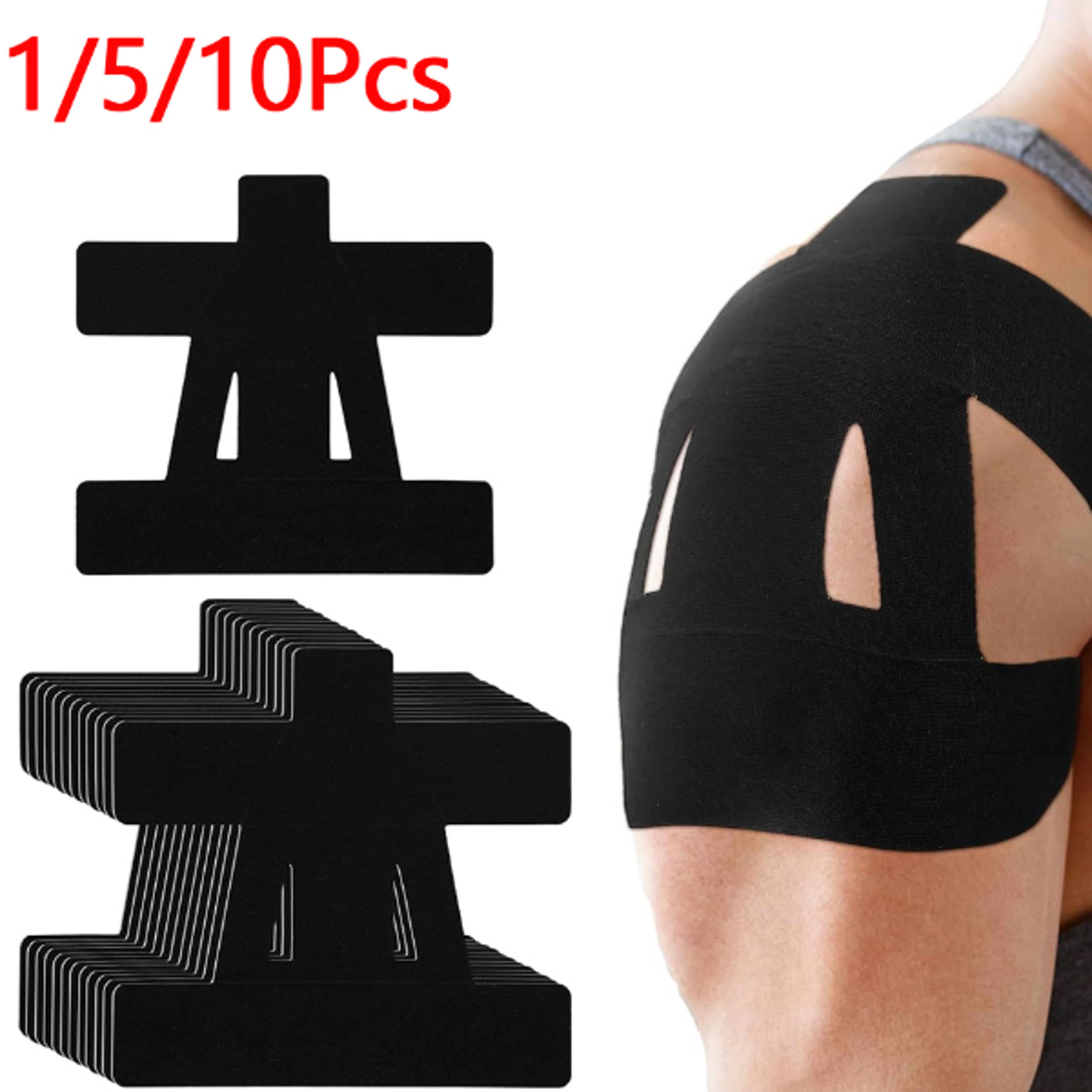 precut kinesiology tape for shoulder support & pain relief