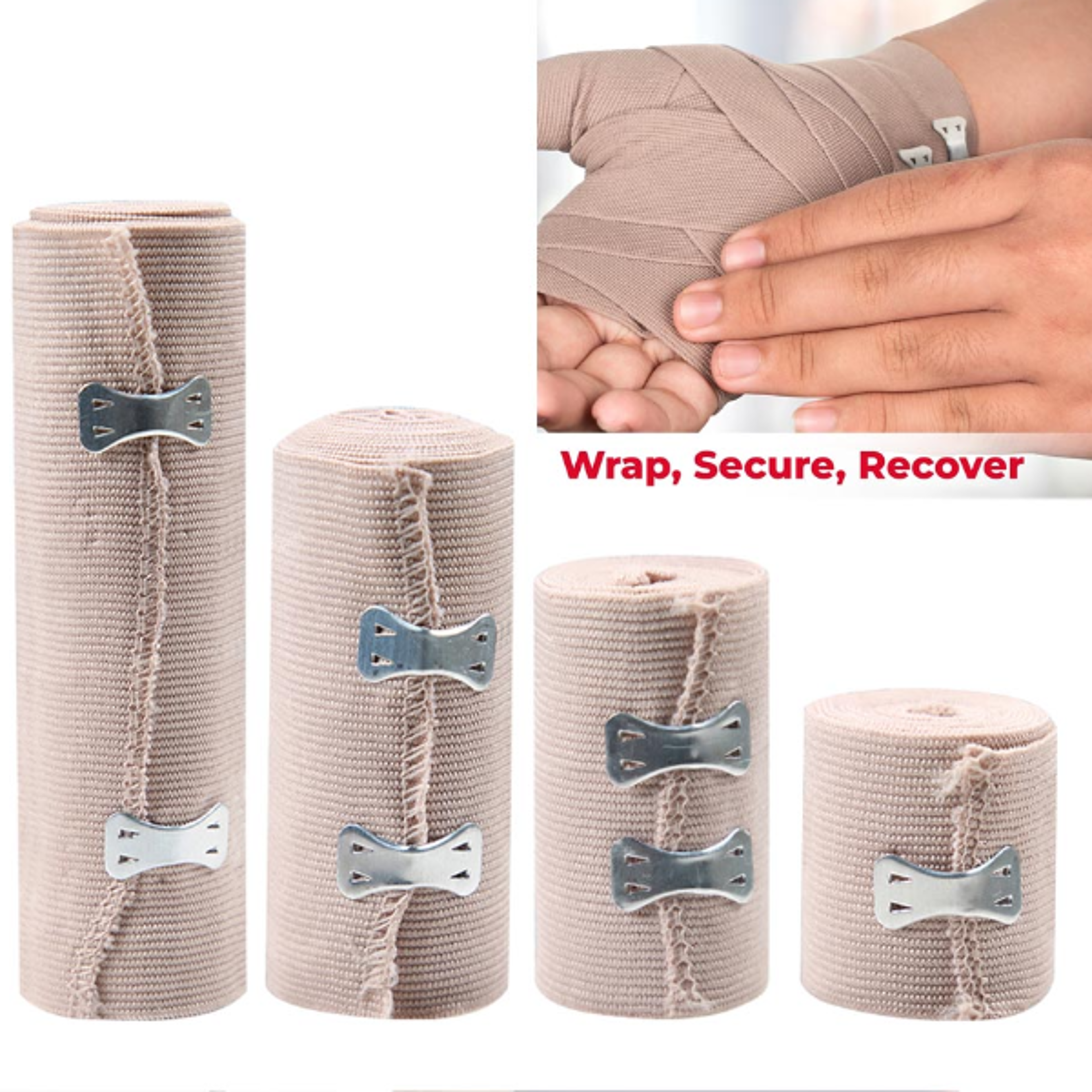 premium elastic bandage wrap cotton, latex free, self adhesive support for sports & first aid