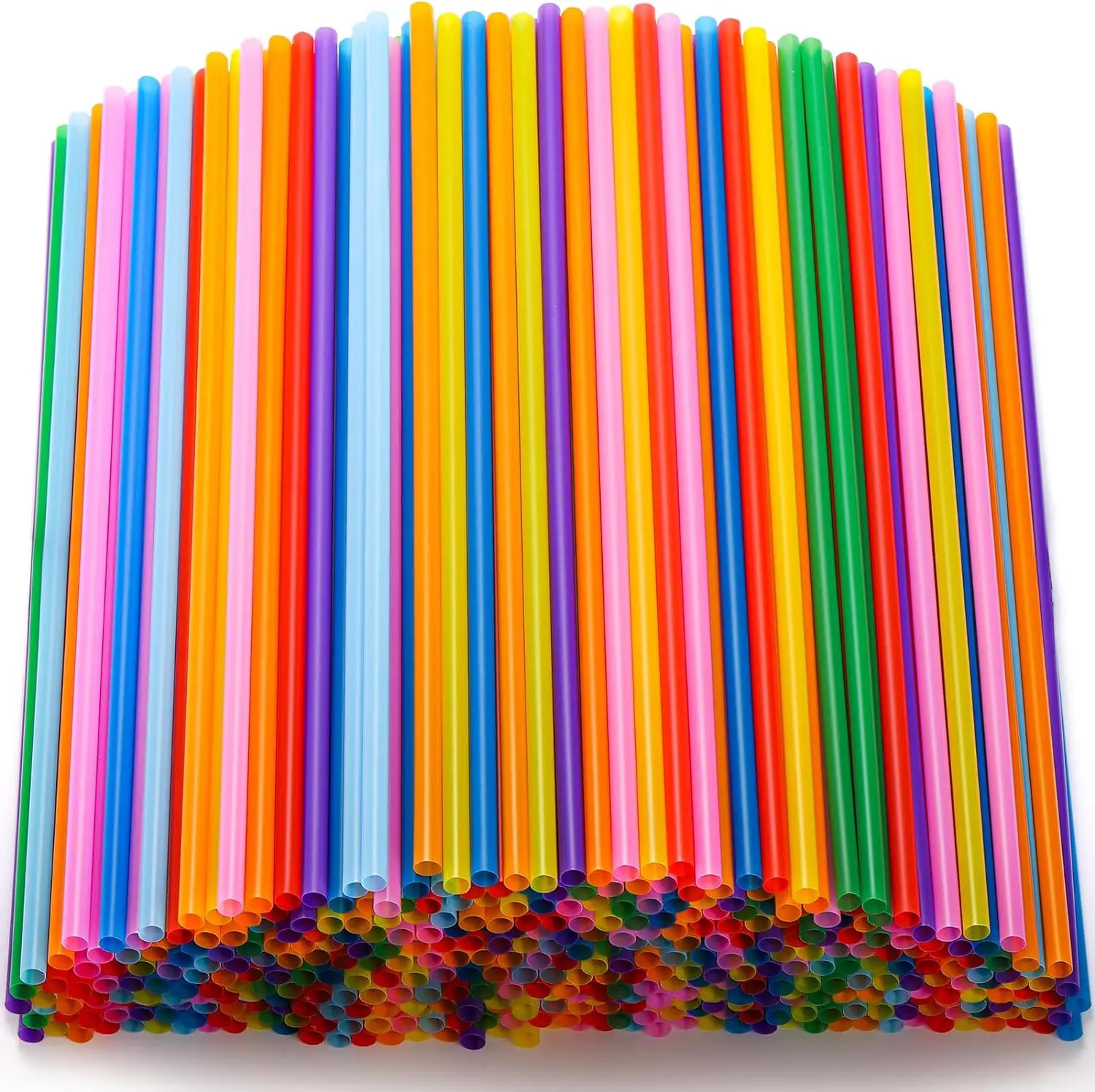 multicolor disposable straws flexible plastic drinking straws for parties and milk tea