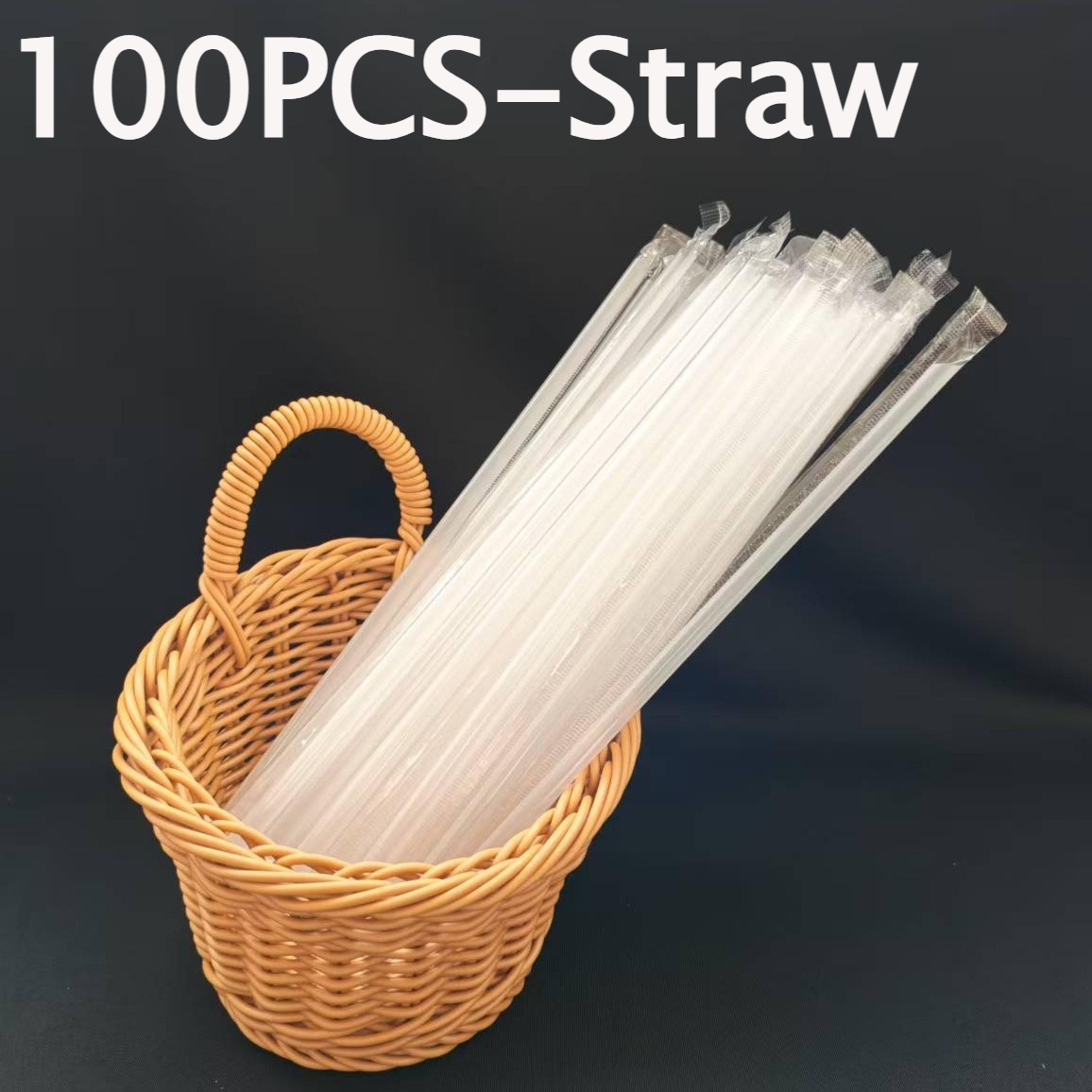 individually wrapped clear disposable straws for smoothies, milk tea and iced coffee