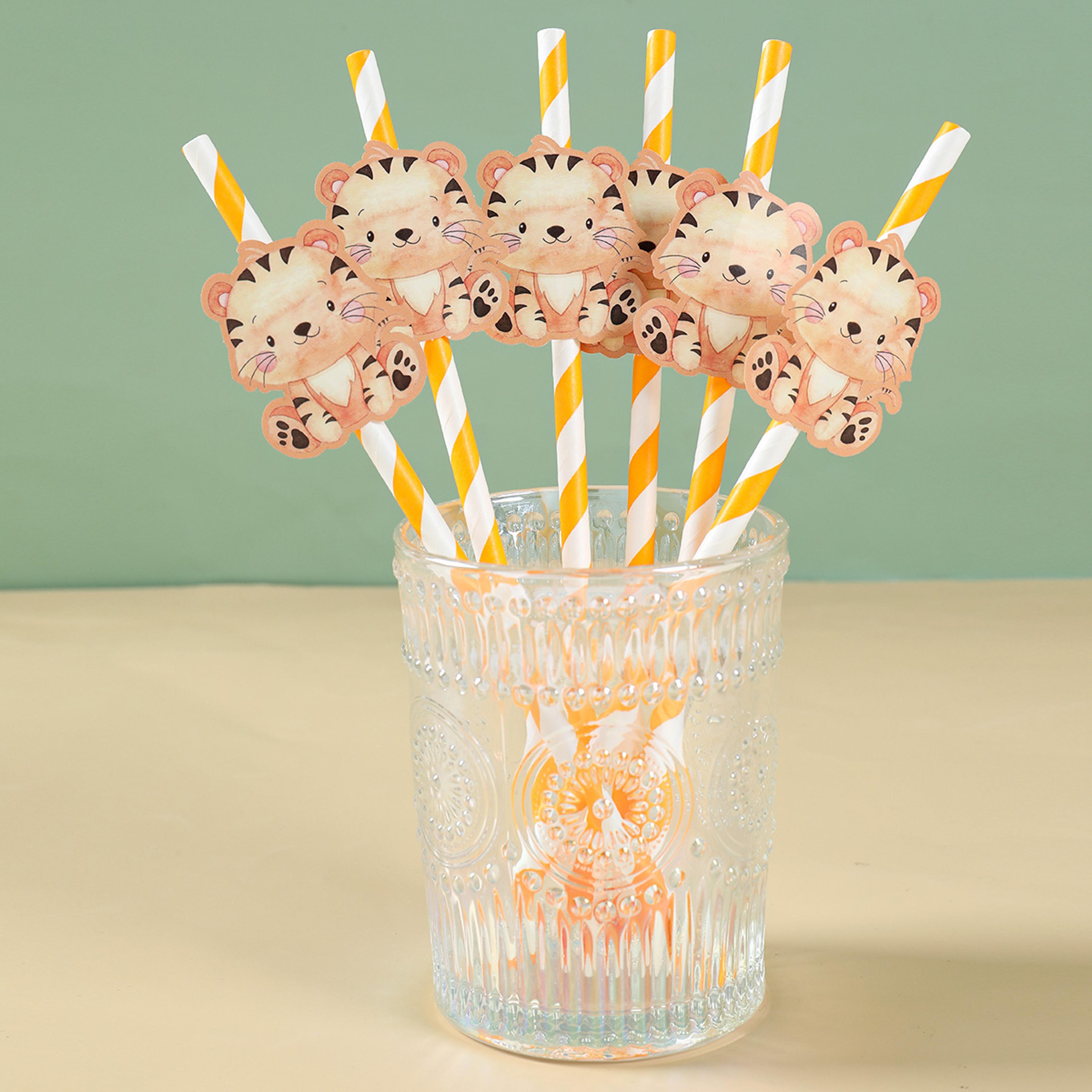 Safari Animal Paper Drinking Straws Party Pack Jungle  Wild One Birthday Decor 2