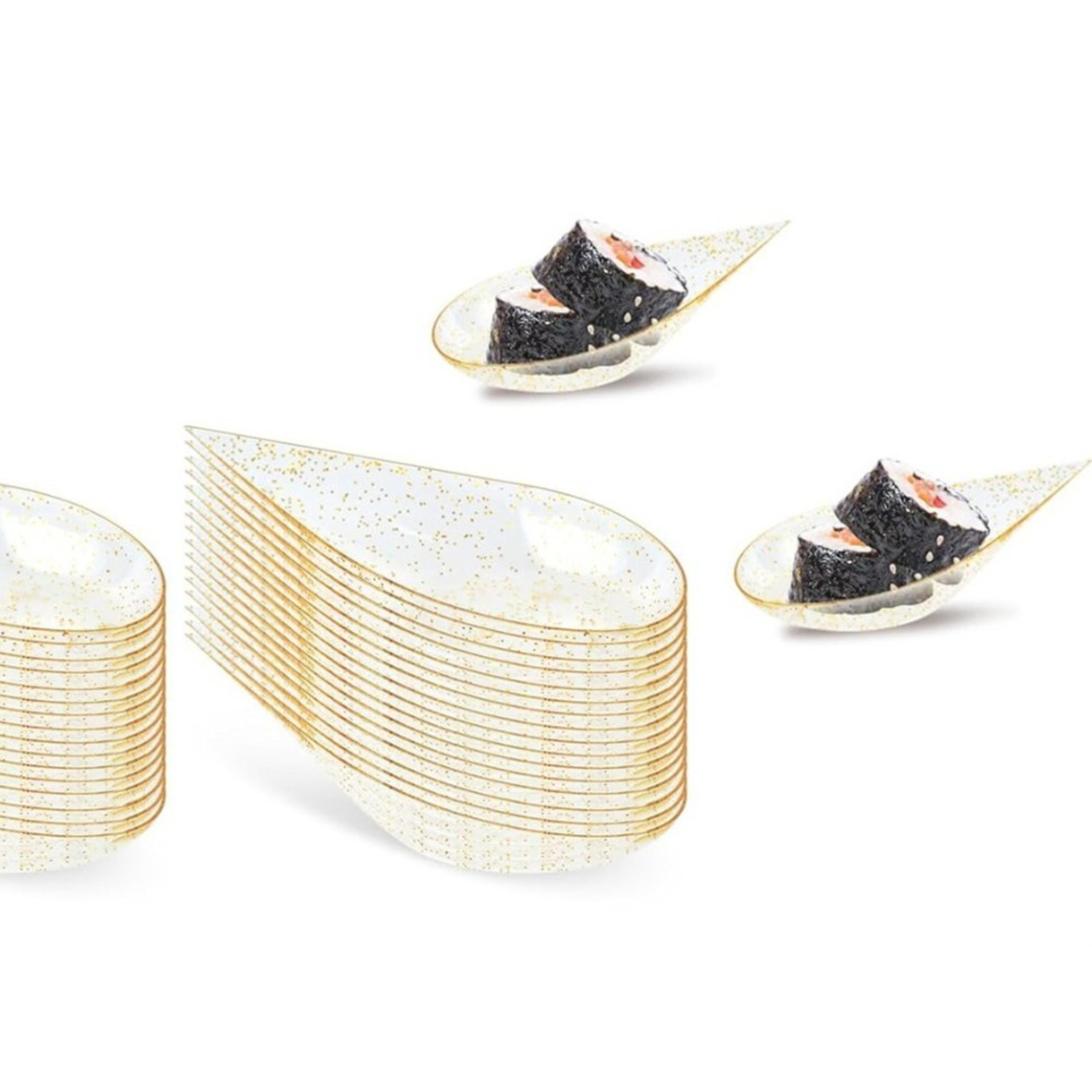 Premium Tear Drop Mini Appetizer Plates  Reusable Plastic Tasting Spoons Set 1