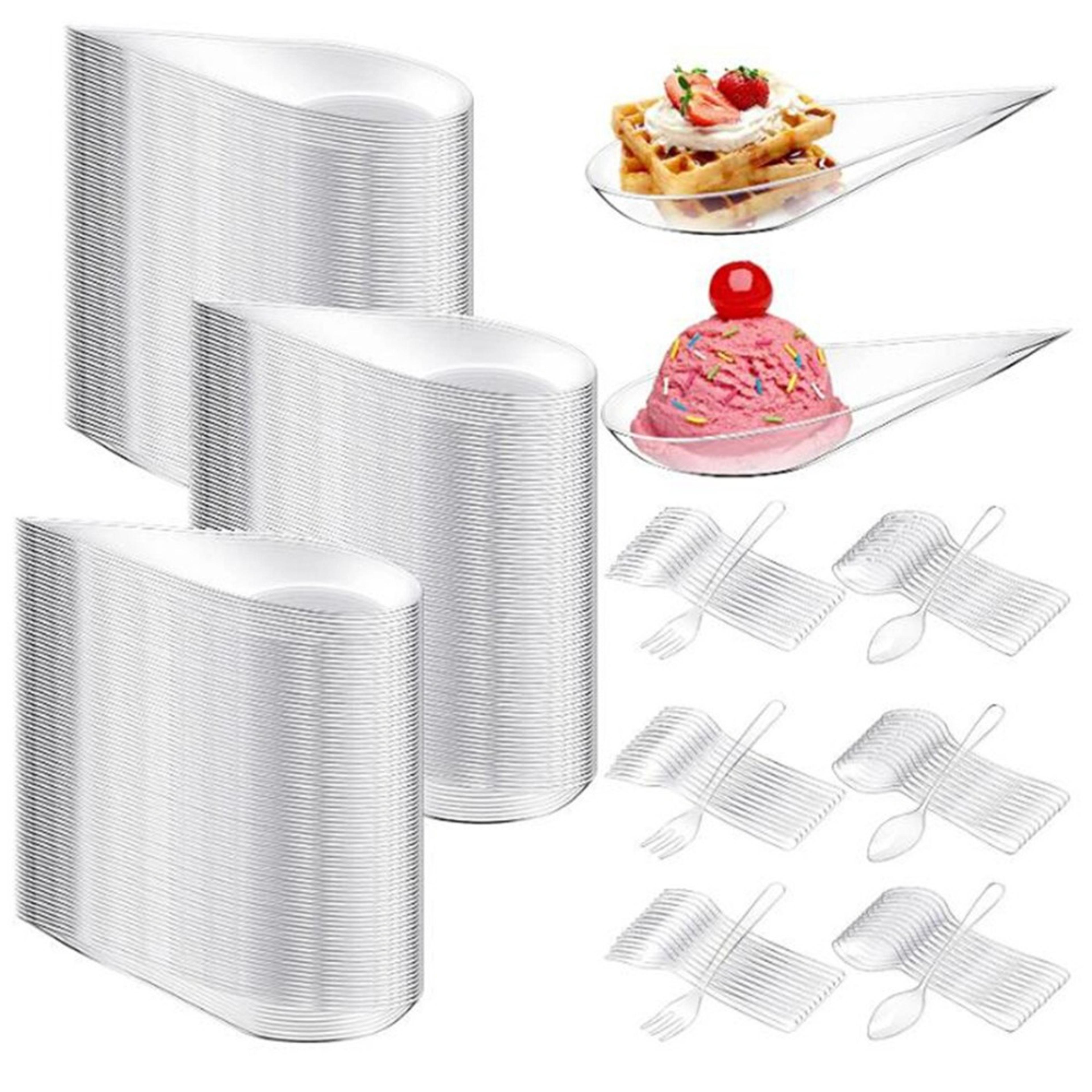 Premium Tear Drop Mini Appetizer Plates  Reusable Plastic Tasting Spoons Set 2