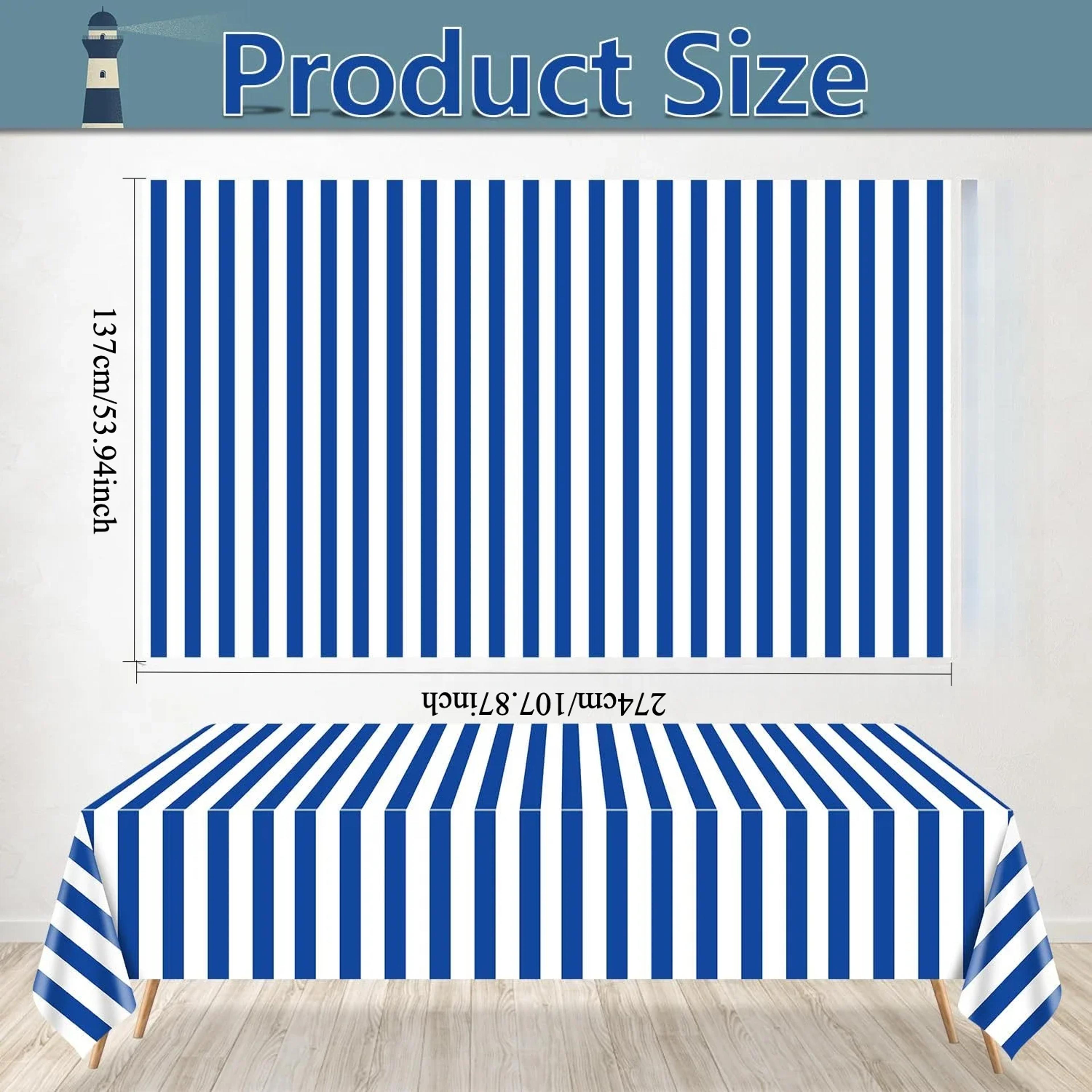 White Striped Waterproof Tablecloth Rectangle Table Cover For Outdoor Beach  Dining 1
