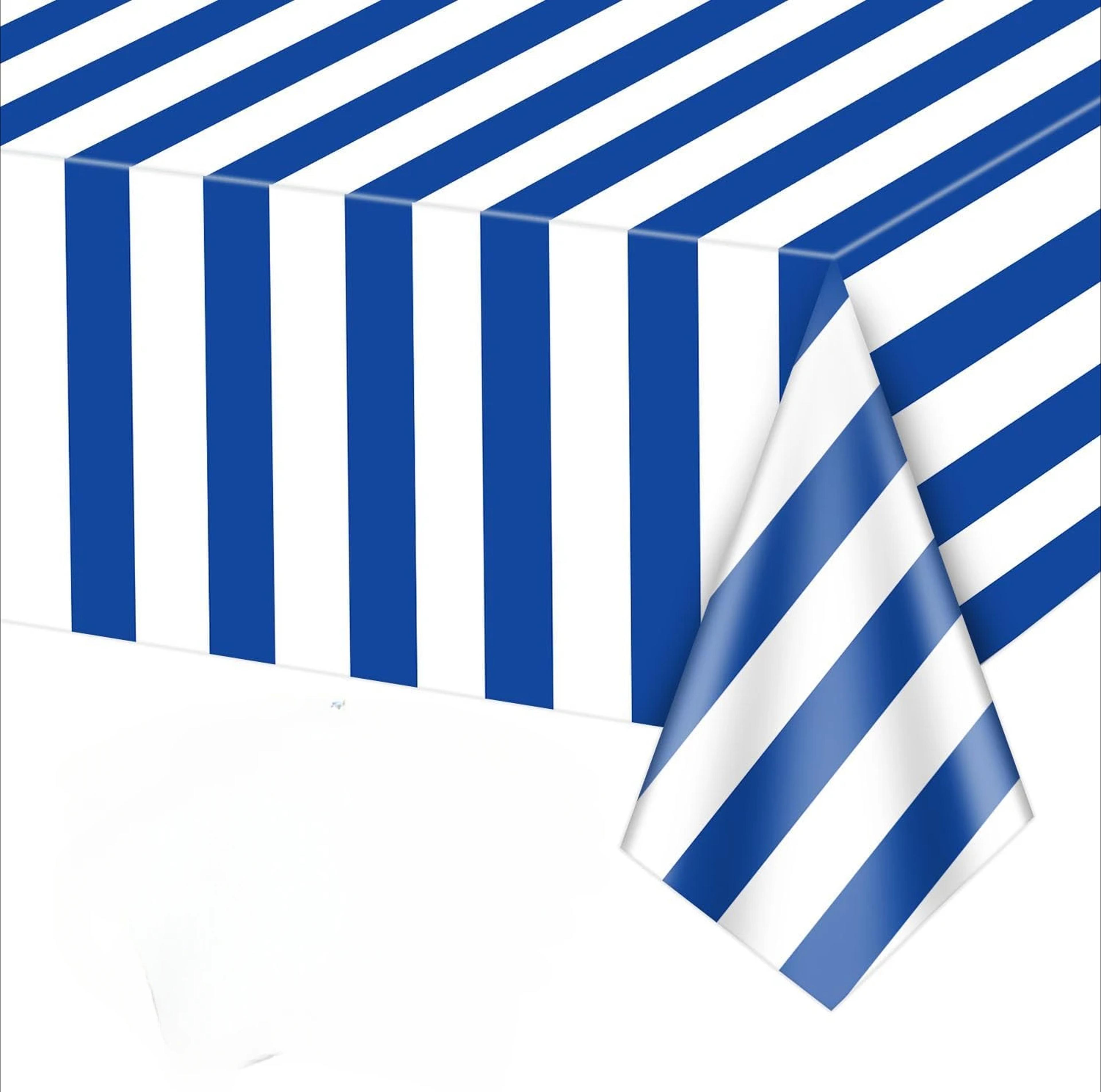 White Striped Waterproof Tablecloth Rectangle Table Cover For Outdoor Beach  Dining 8