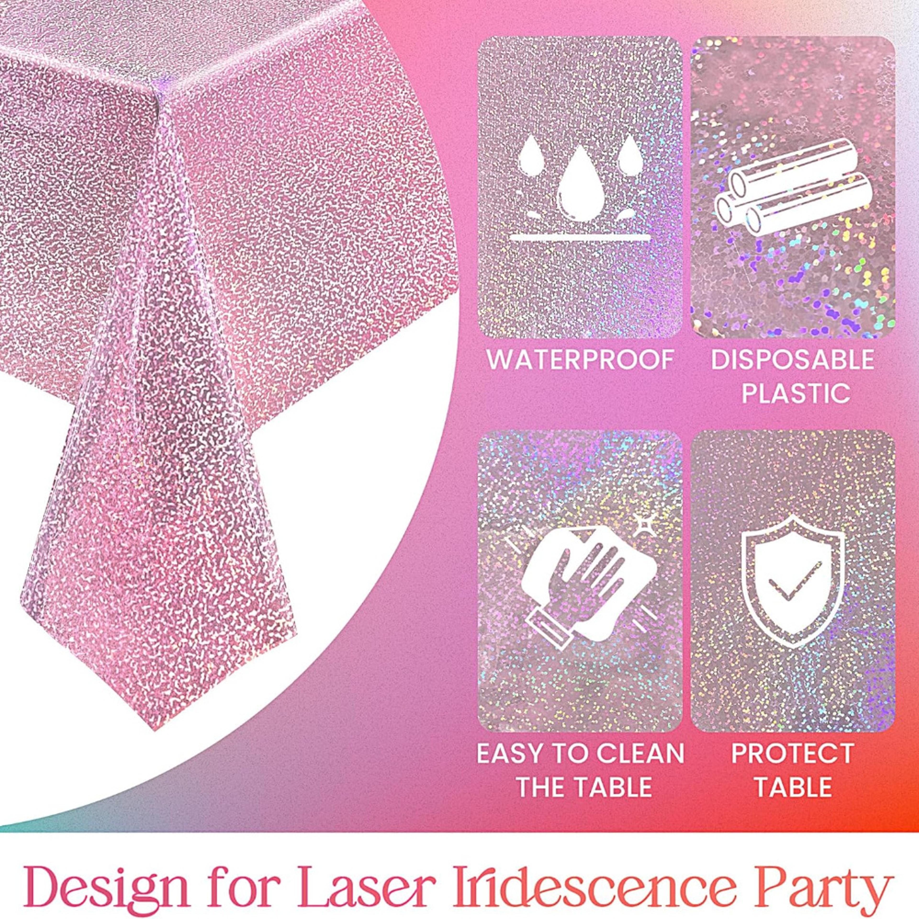 Premium Pink Glitter Tablecloth Waterproof Disposable Party Table Decor 3