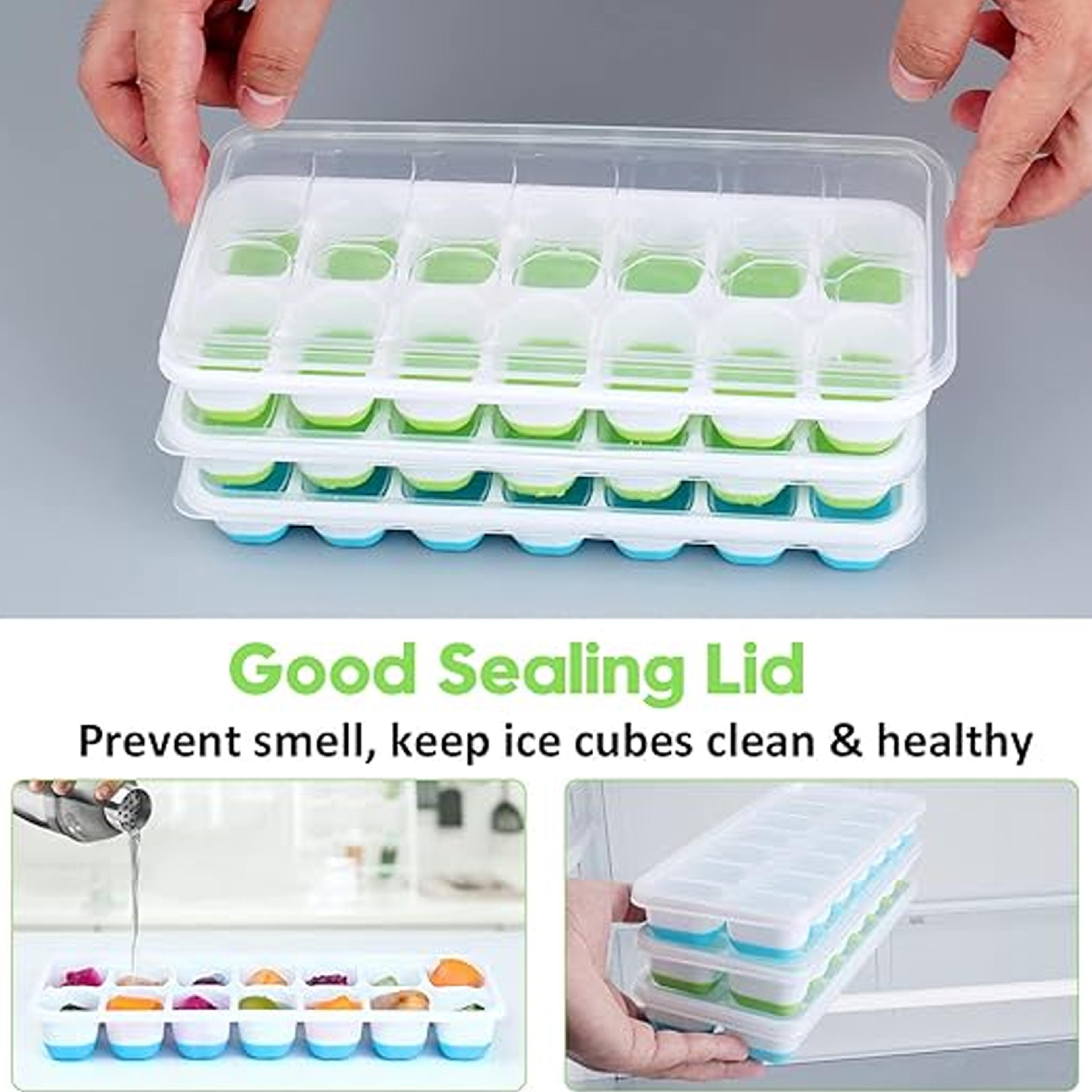 Ice Cube Tray With Lid For Cocktails Freezer Storage  Easy Release 3